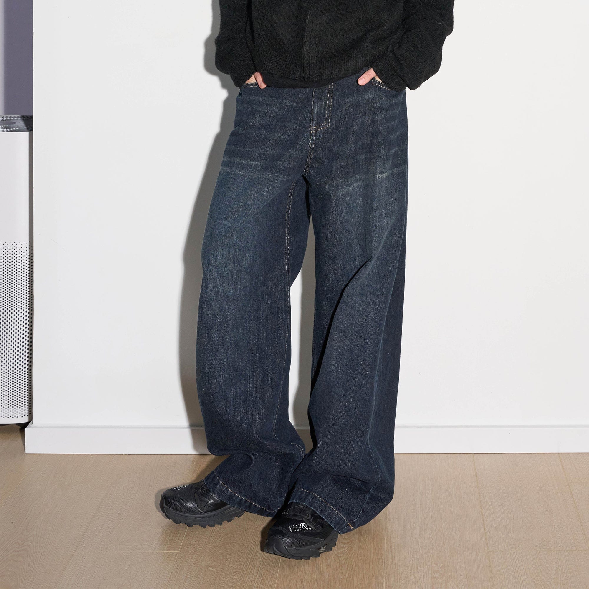 49PERCENT Modern Washed Rivet Straight-Leg Jeans, premium urban and streetwear designers apparel on PROJECTISR.com, 49PERCENT