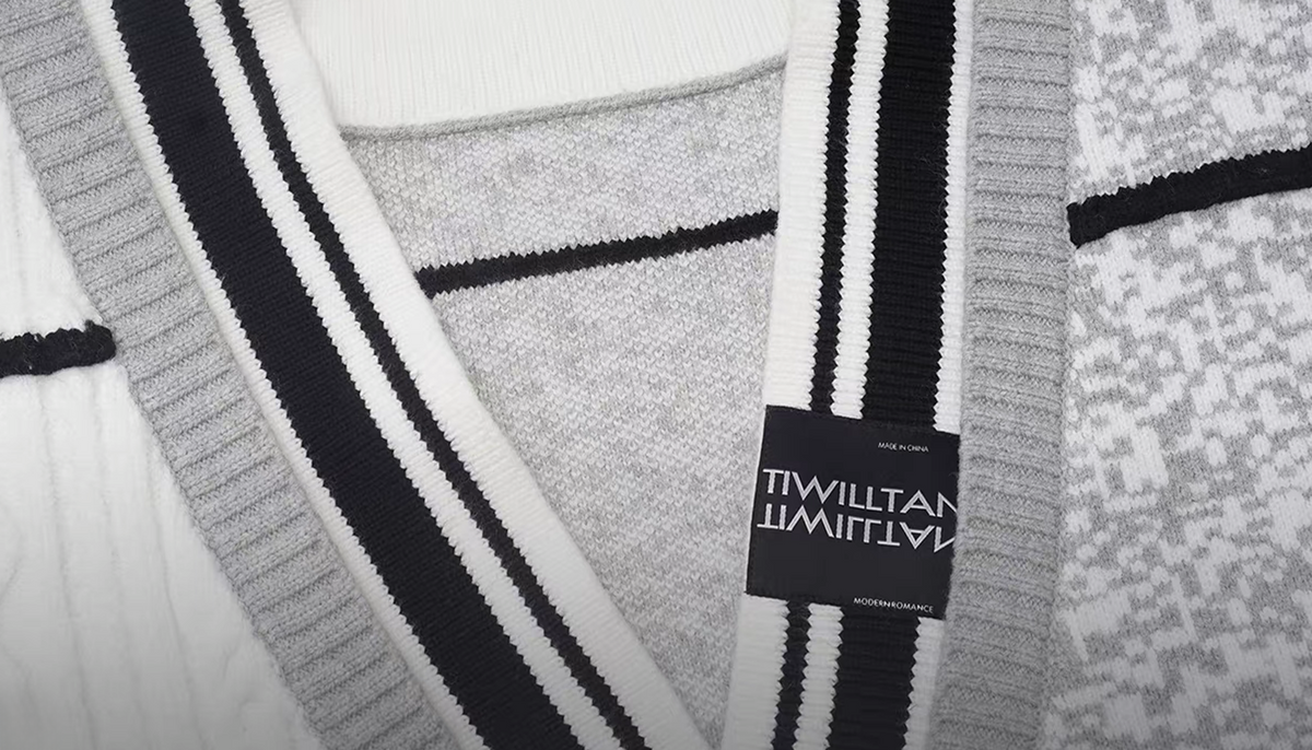 TIWILLTANG Asymmetrical Striped Ribbed Cardigan