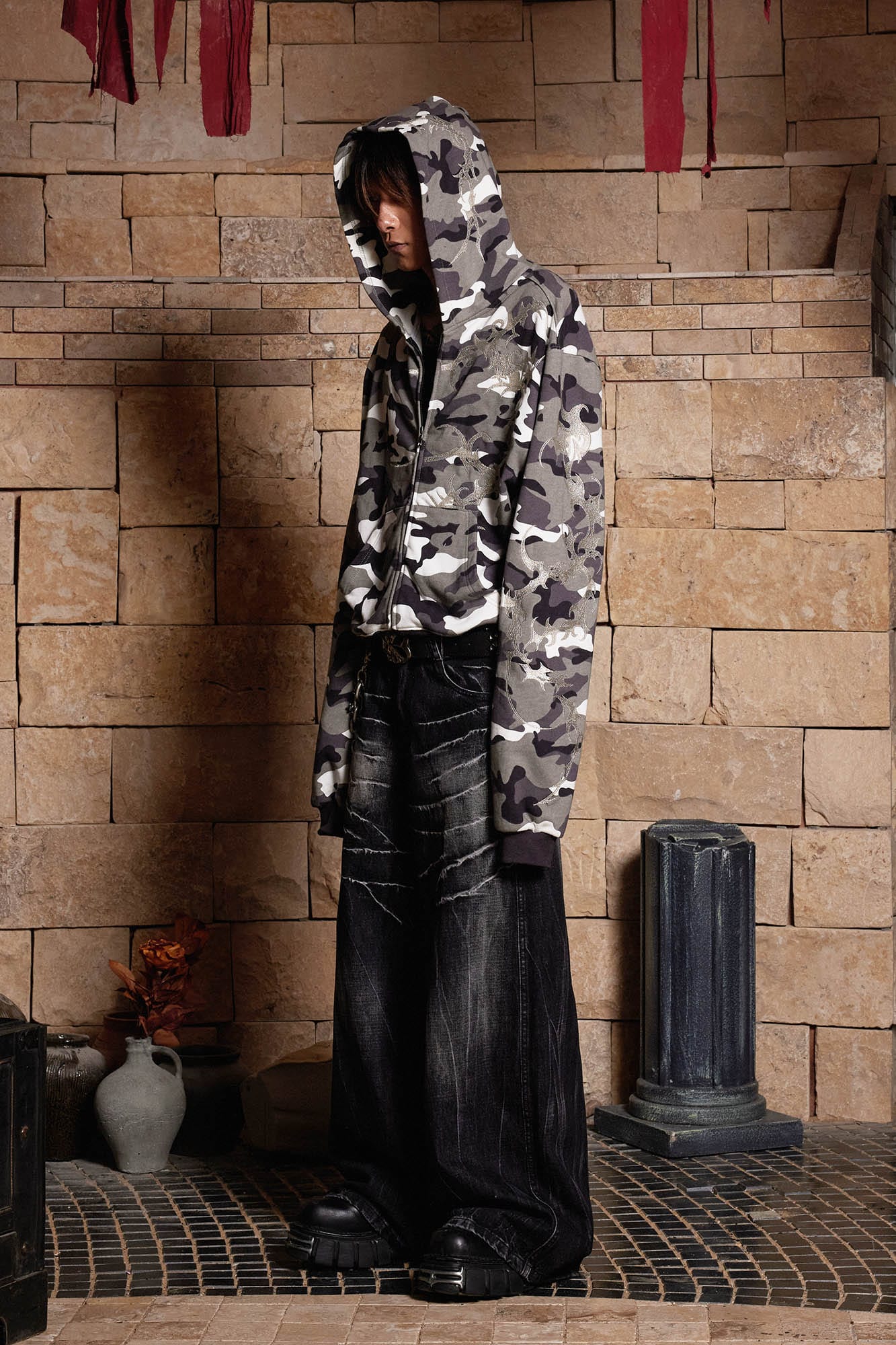 DND4DES Camo Zip-up Embroidery Hoodie, premium urban and streetwear designers apparel on PROJECTISR.com, DND4DES