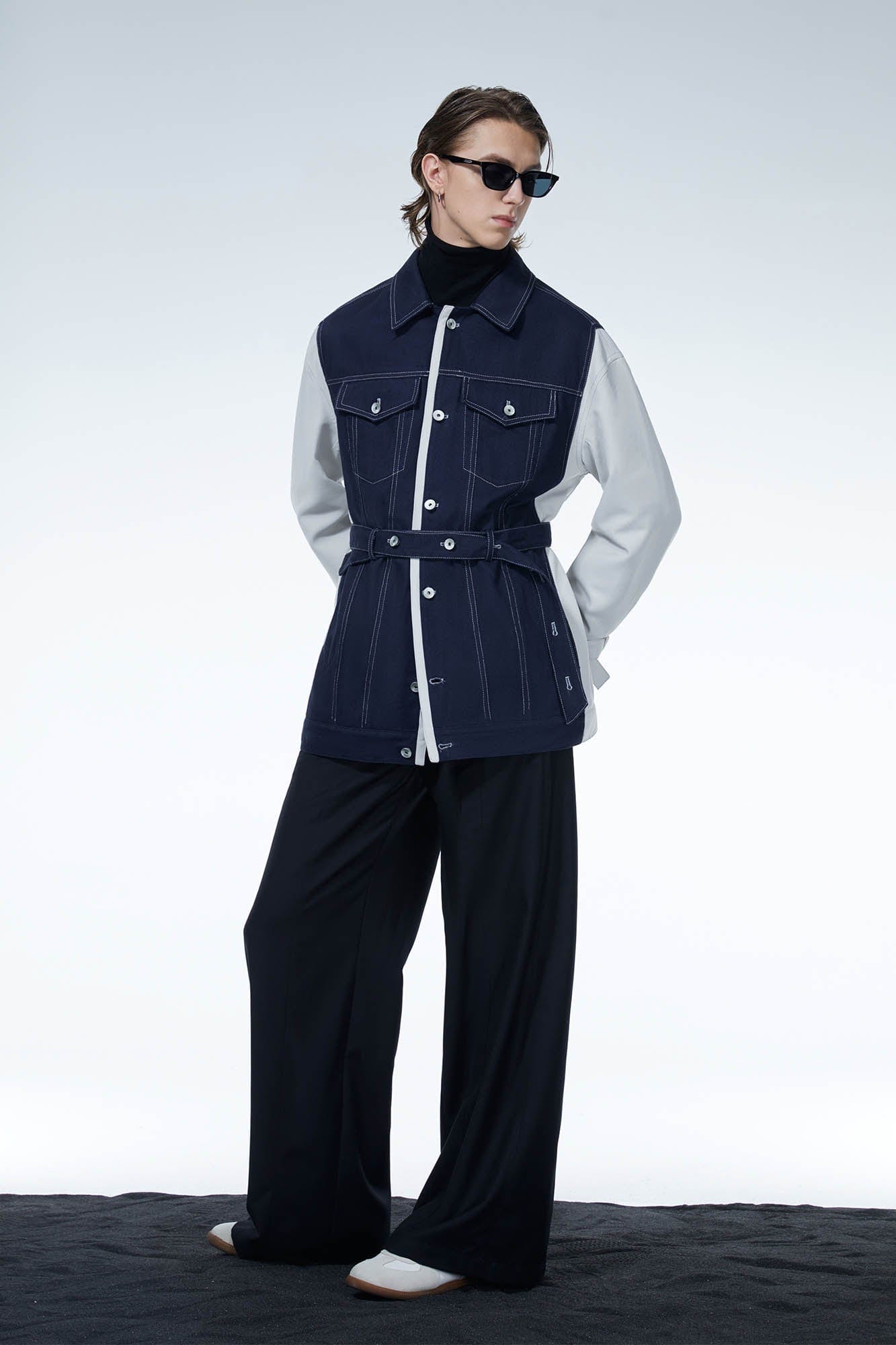 LOSTNFOUND Spliced Stitch Strappy Jacket, premium urban and streetwear designers apparel on PROJECTISR.com, LOSTNFOUND