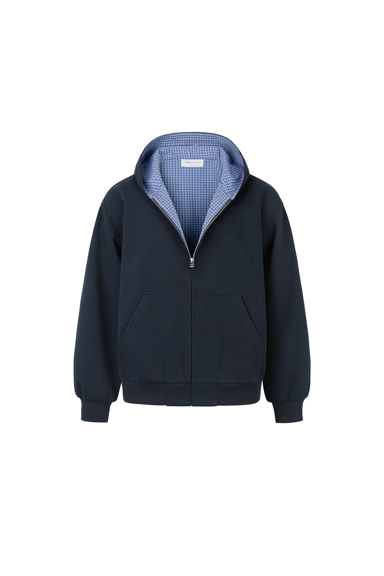 OKAYTHXBYE Houndstooth-Lined Zip-Up Hooded Jacket, premium urban and streetwear designers apparel on PROJECTISR.com, OKAYTHXBYE