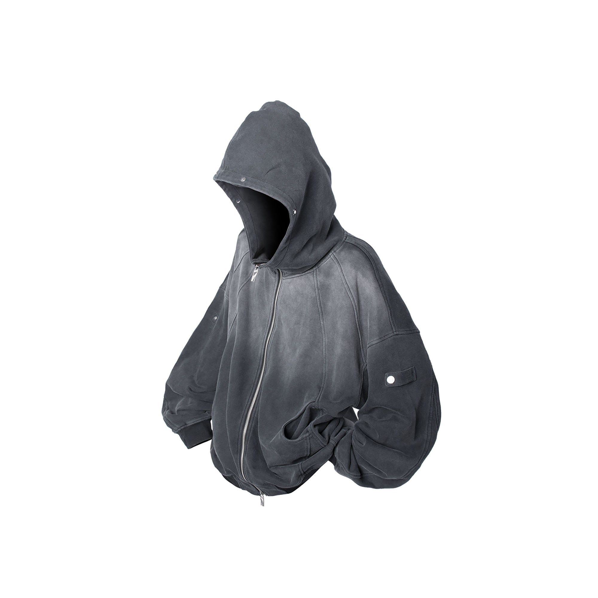 RELABEL Gradient Washed Panel Hooded Jacket Black