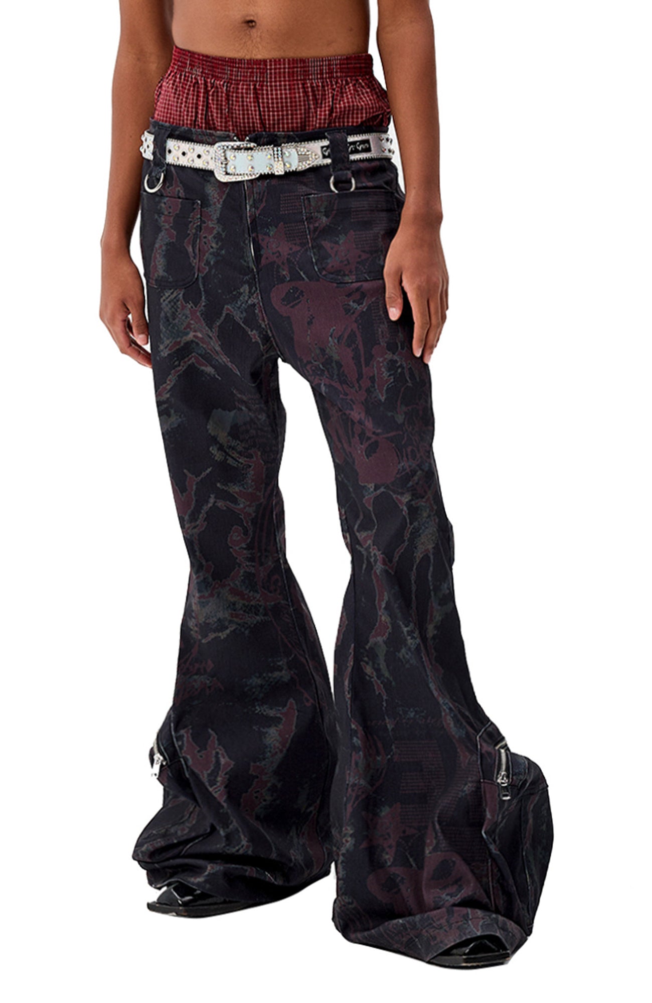 CYCYCY Iridescent Diamond Studded Buckle Belt