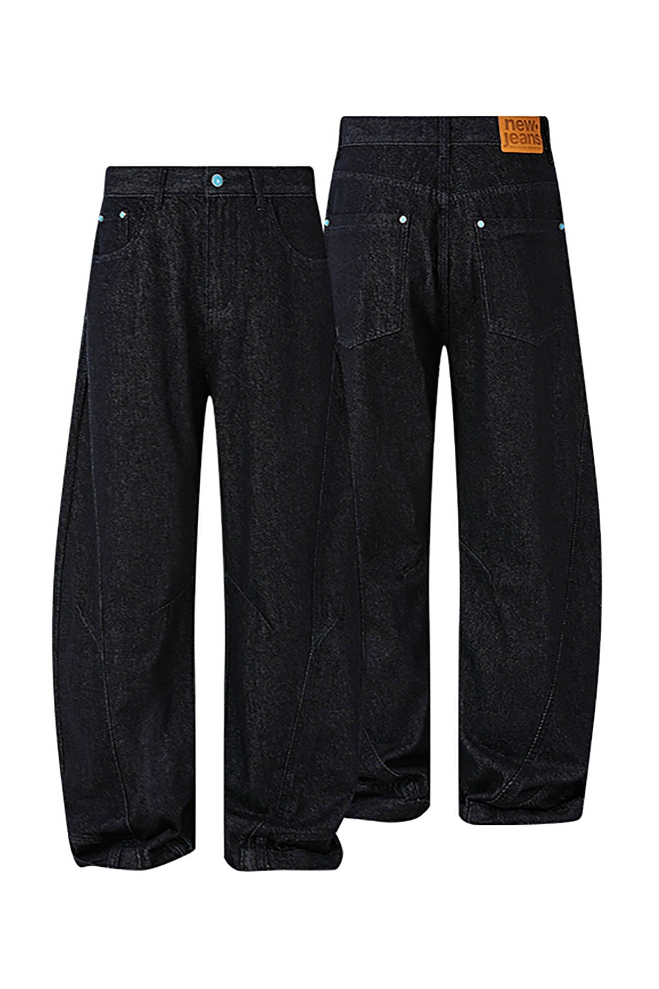 KREATE Reversed Panel Turquoise Rivet Jeans, premium urban and streetwear designers apparel on PROJECTISR.com, KREATE