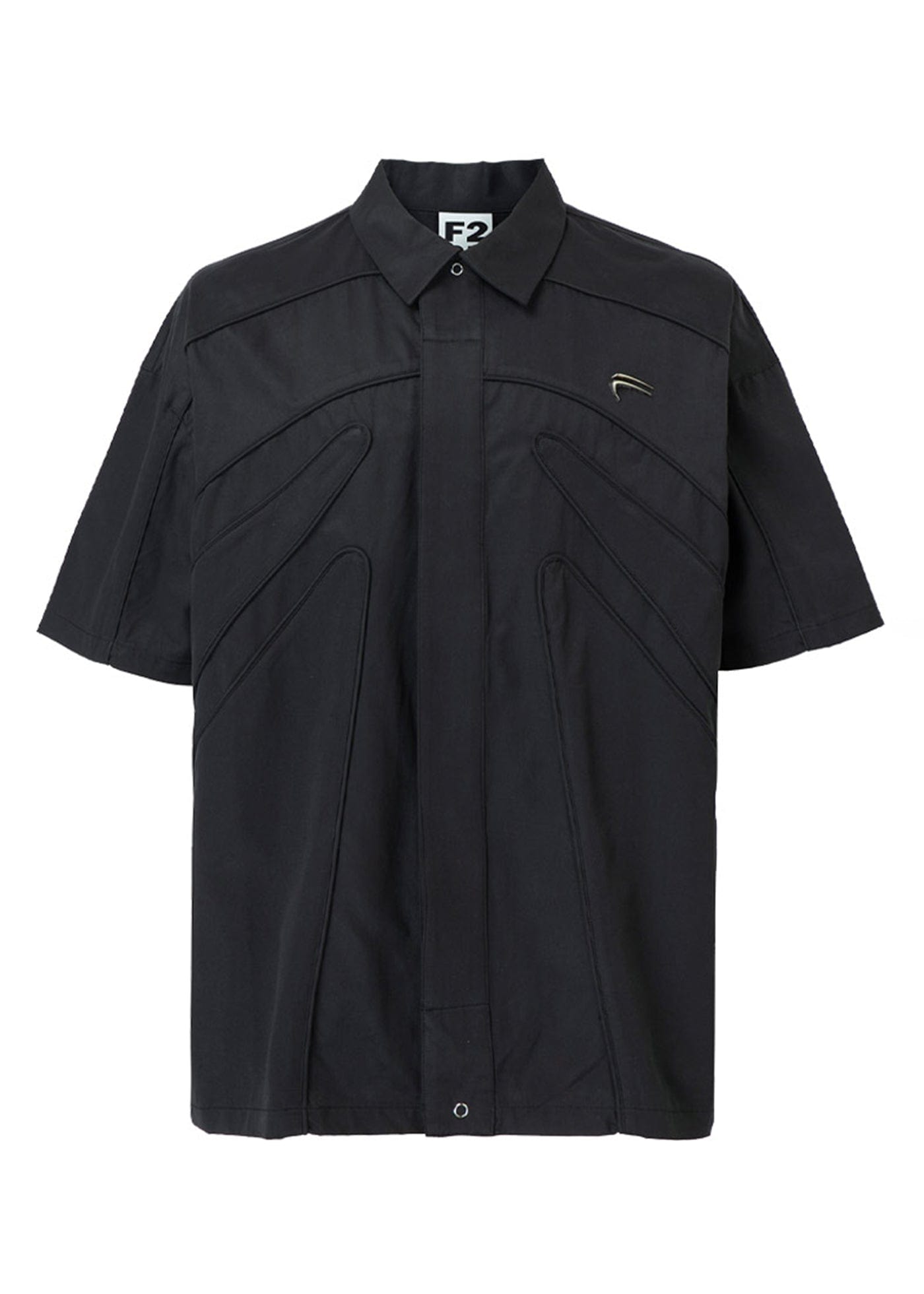 F2CE Spliced Metal Logo Half Shirt, premium urban and streetwear designers apparel on PROJECTISR.com, F2CE