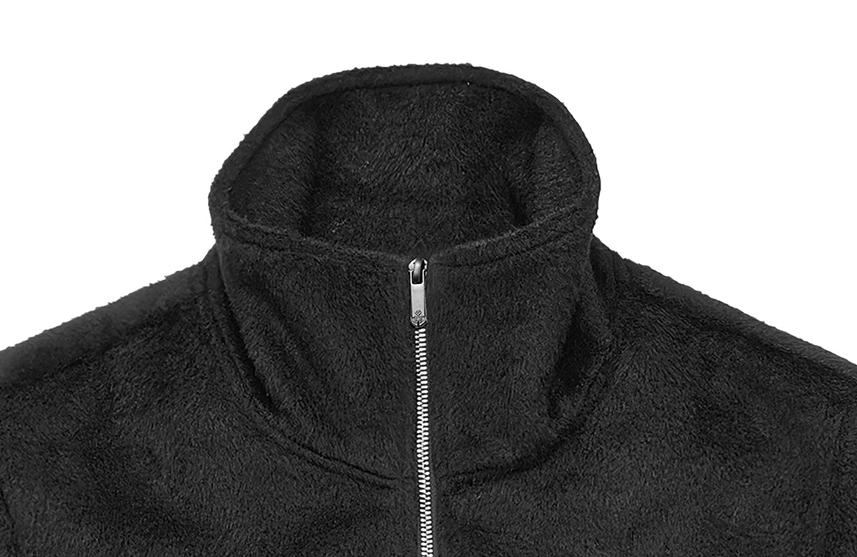 WANNA LAB Embroidered Zip-Up Wool Biker Jacket