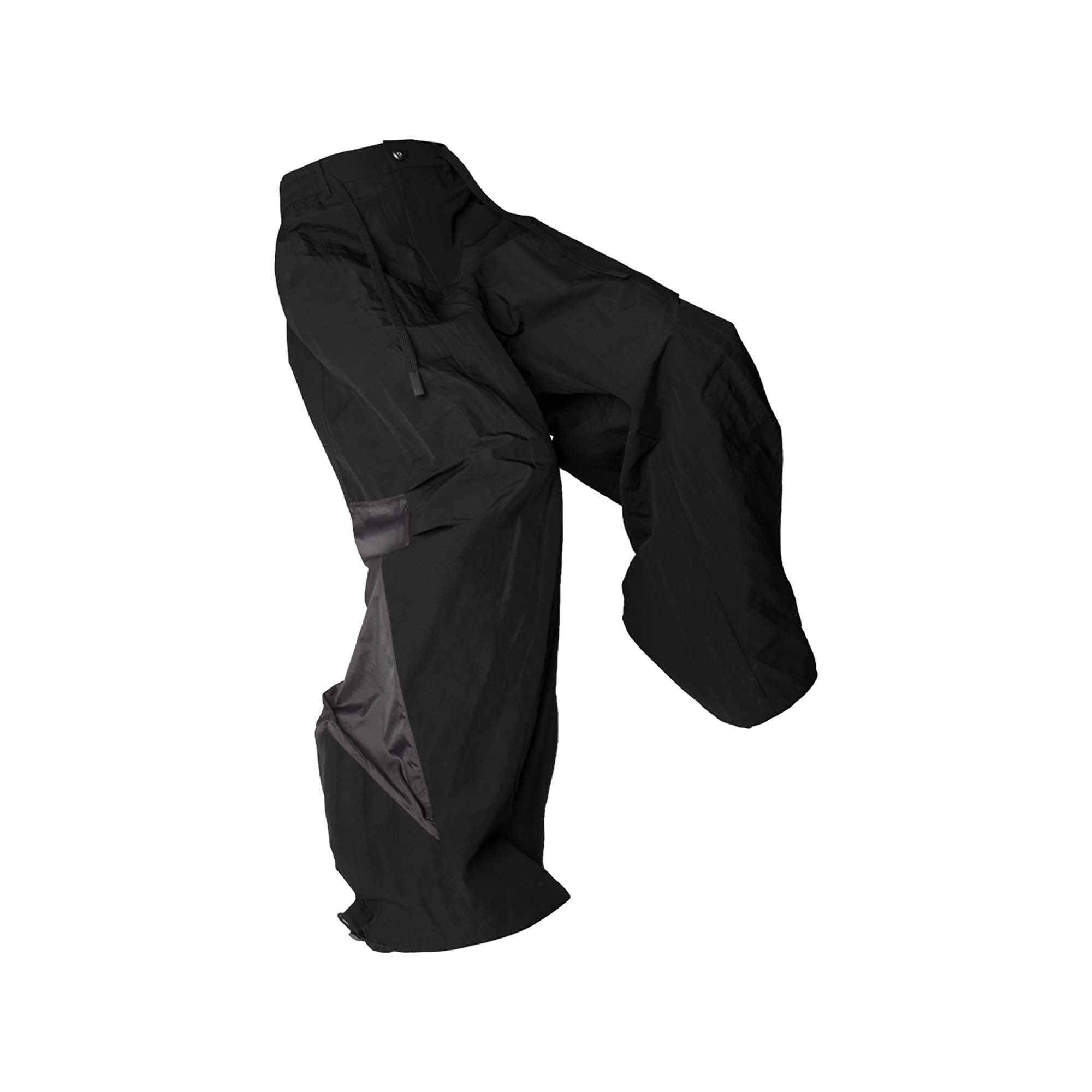 RELABEL Deconstructed Paneled Drawstring Parachute Pants, premium urban and streetwear designers apparel on PROJECTISR.com, RELABEL