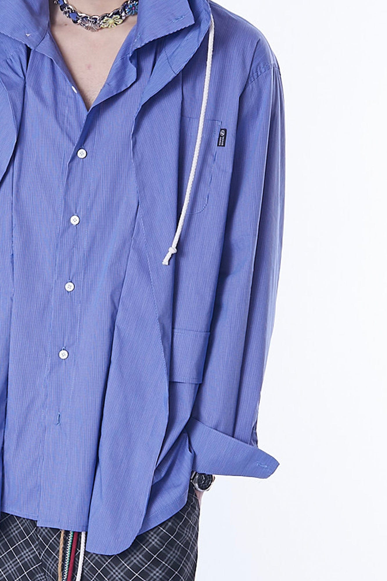 ASSEEN Deconstructed Layered Placket Oversized Hood Shirt, premium urban and streetwear designers apparel on PROJECTISR.com, ASSEEN