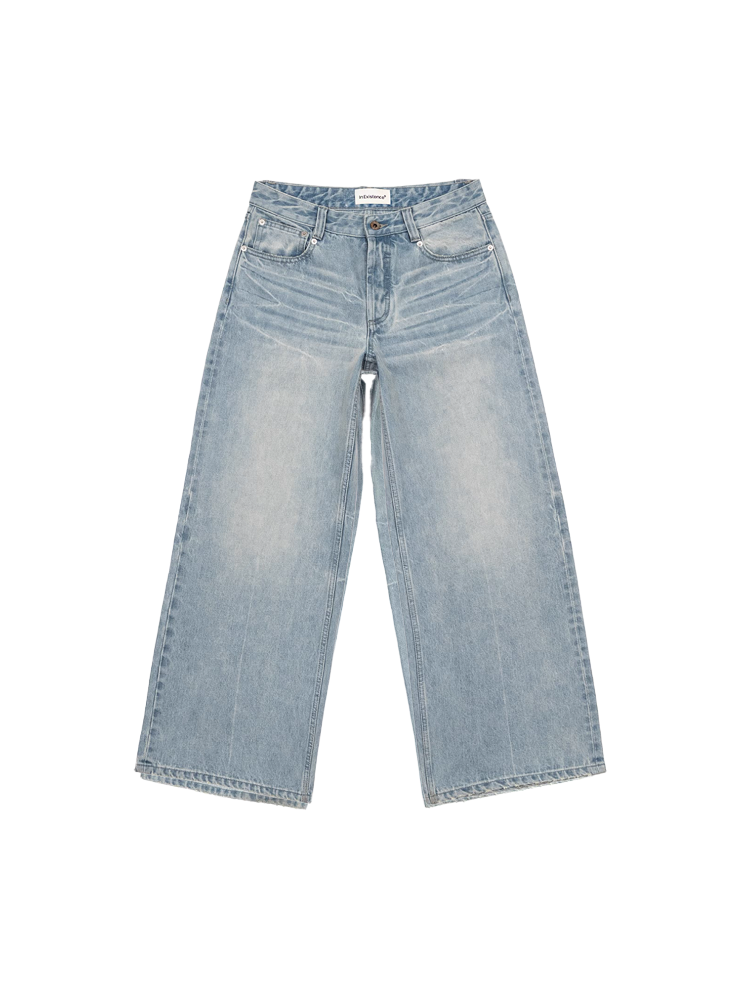 IN EXISTENCE x i Retro Washed Relaxed Wide-Leg Jeans, premium urban and streetwear designers apparel on PROJECTISR.com, IN EXISTENCE