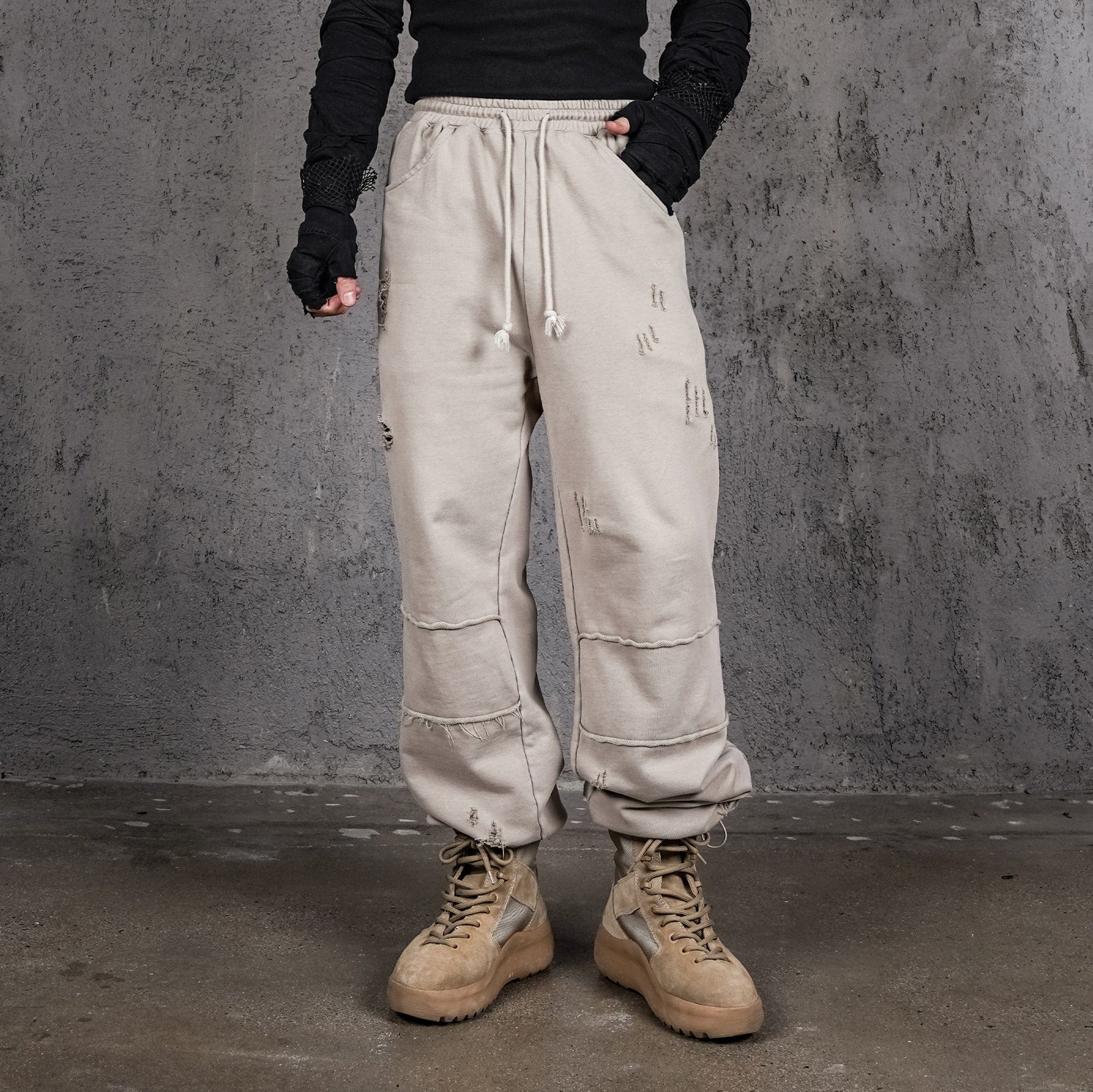 UNDERWATER Wasteland Ripped Spliced Jogger, premium urban and streetwear designers apparel on PROJECTISR.com, UNDERWATER