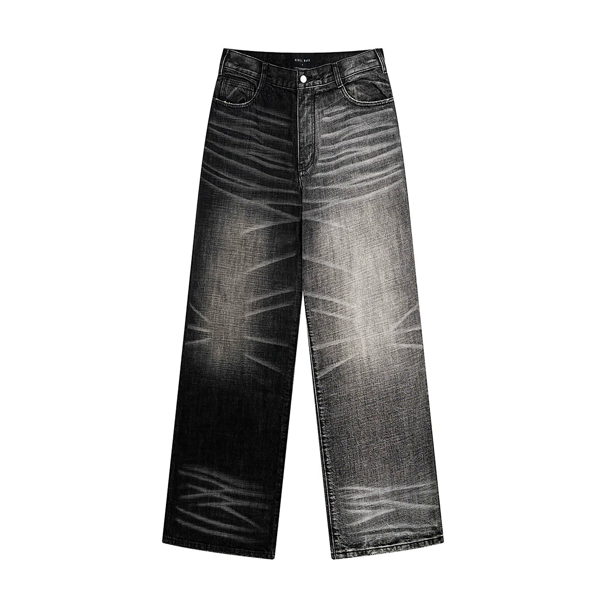 REBEL WAVE Contrast Split Whiskering Wash Jeans