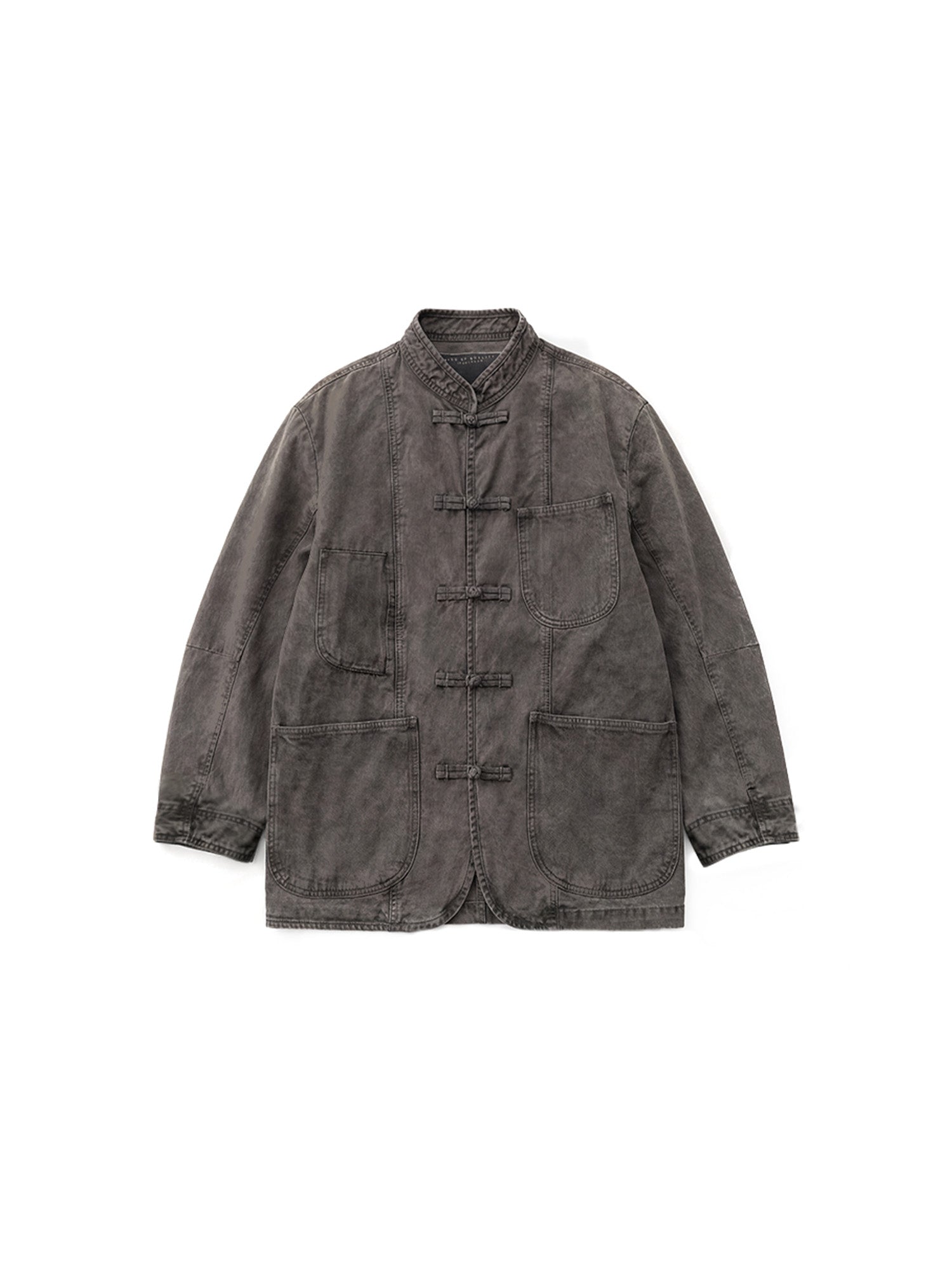 NEIGBORL Washed Frog-Closure Stand-Collar Jacket, premium urban and streetwear designers apparel on PROJECTISR.com, NEIGBORL