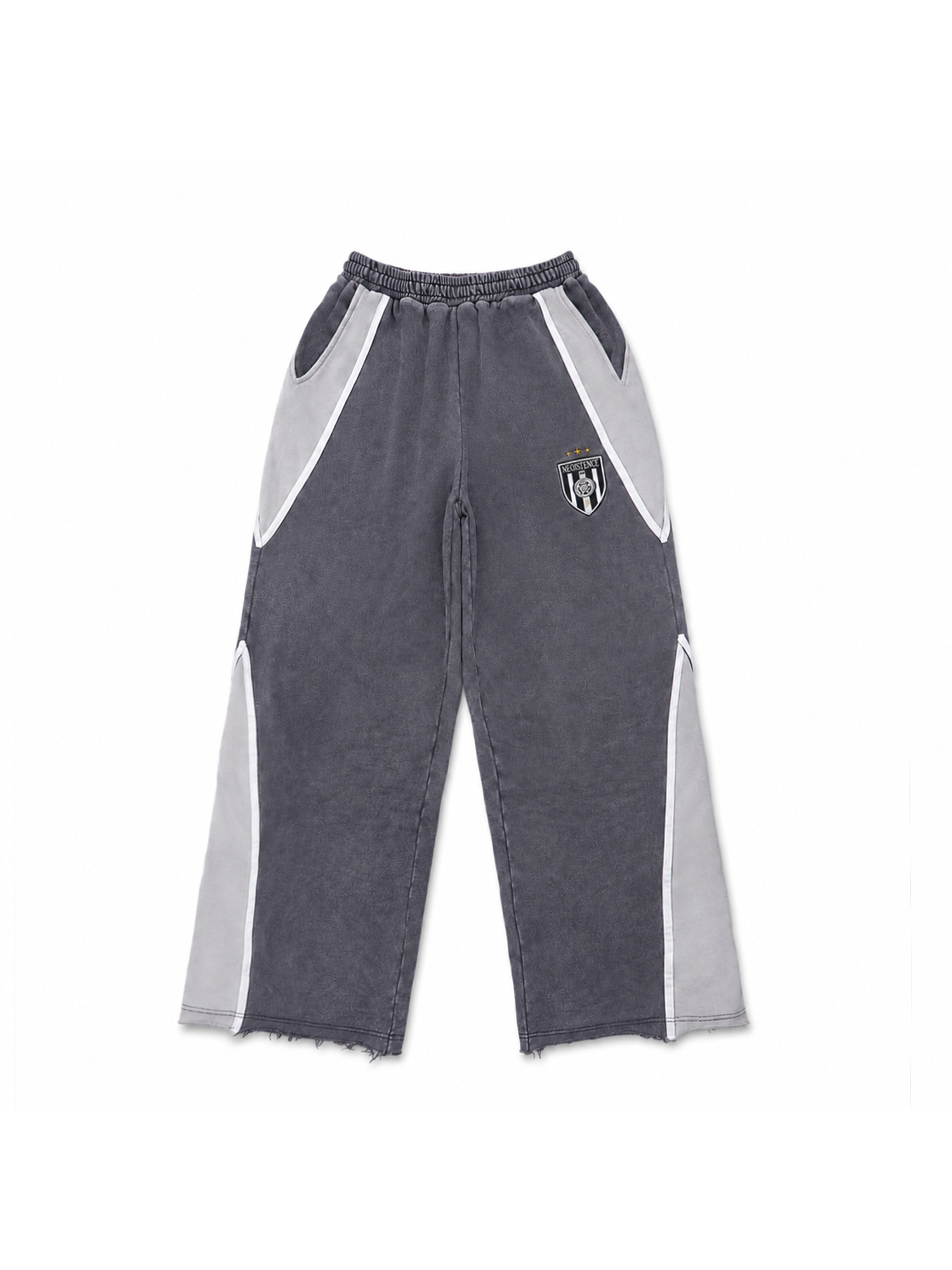 IN EXISTENCE Retro Contrast Embroidered Distressed Sweatpants