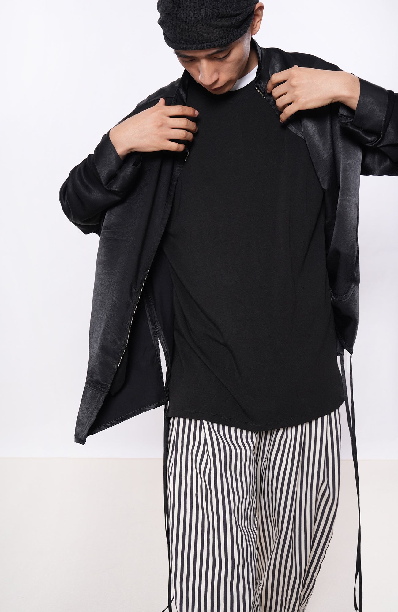 7440 37 1 Satin-Sheen Side-Drawstring Zip Shirt, premium urban and streetwear designers apparel on PROJECTISR.com, 7440 37 1