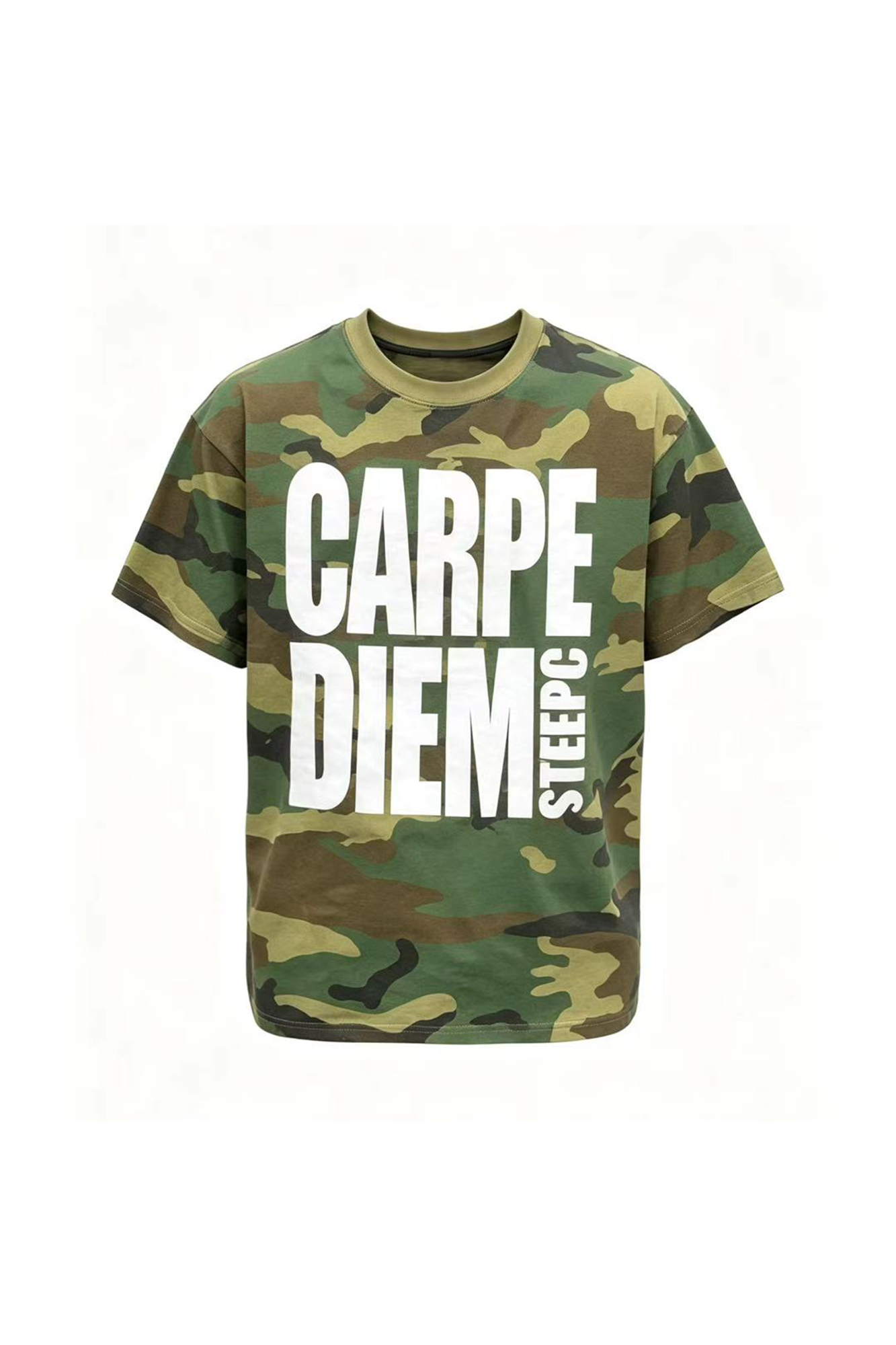 STEEPC Camo Slogan Graphic T-Shirt, premium urban and streetwear designers apparel on PROJECTISR.com, STEEPC