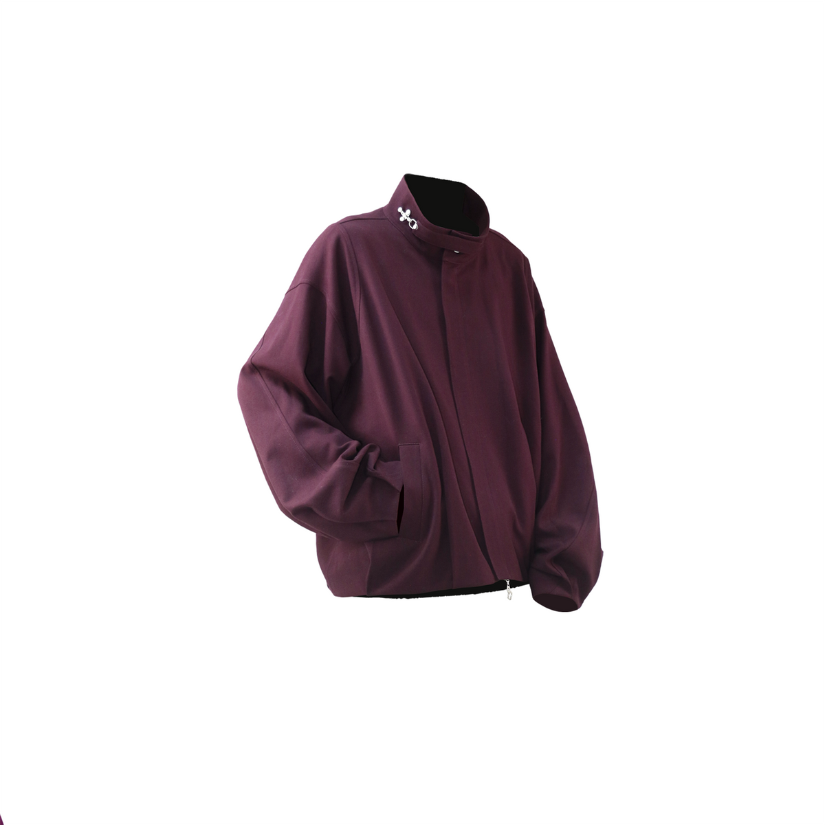 RELABEL Pleated Floral Bud Stand-Collar Oversized Jacket