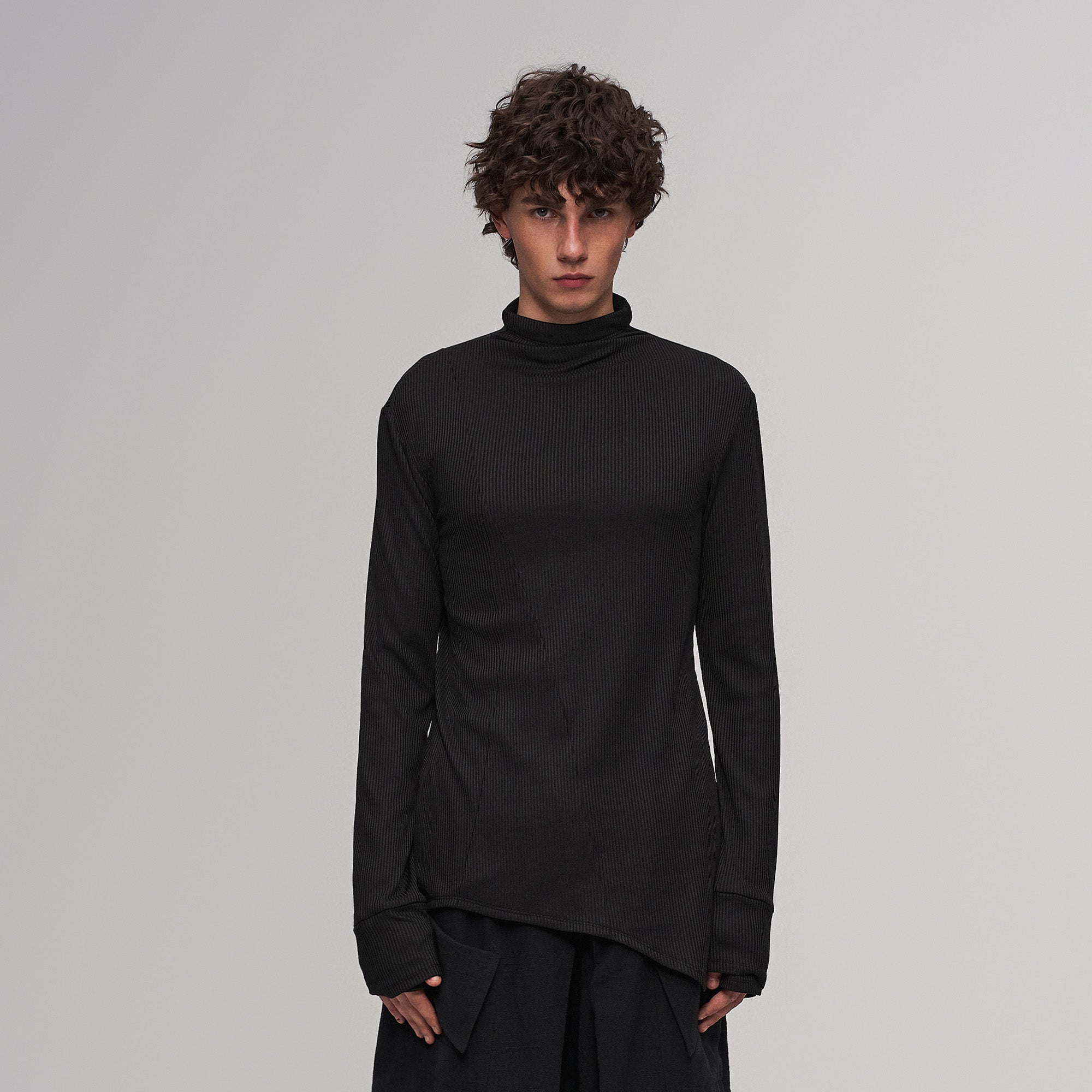 ILNya Nieternite Nifutur Asymmetric Ribbed Mock Neck Sweater, premium urban and streetwear designers apparel on PROJECTISR.com, ILNya Nieternite Nifutur