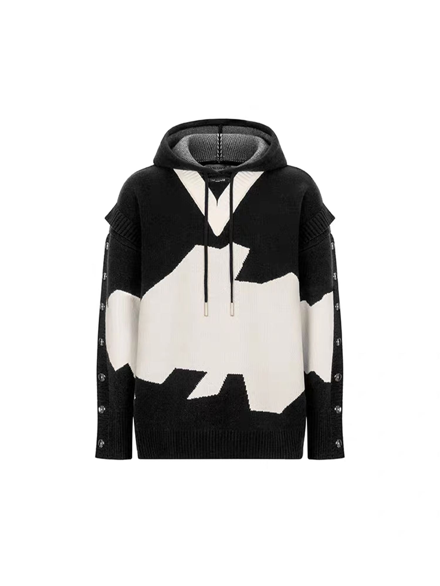 TIWILLTANG Contrast Layered Snap-Sleeves Knit Hoodie, premium urban and streetwear designers apparel on PROJECTISR.com, TIWILLTANG