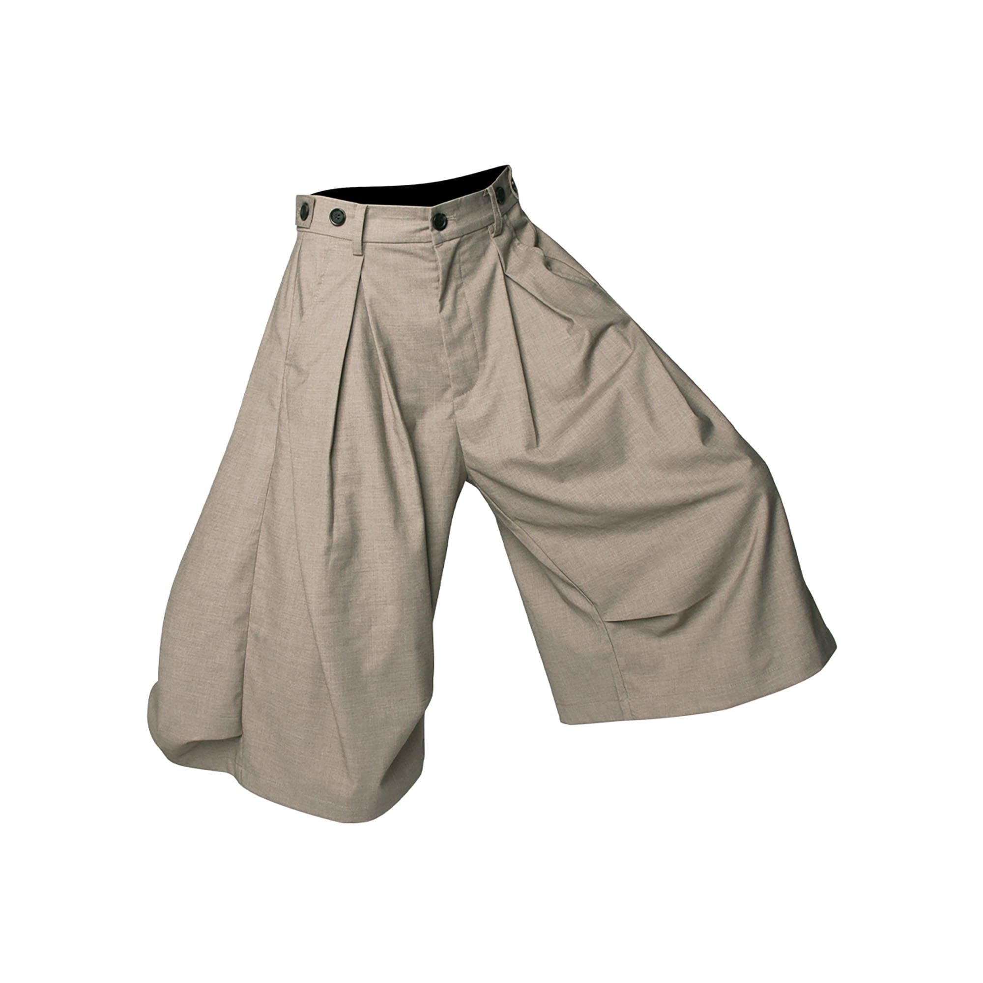 RELABEL Pleated Drape Wide-Leg Shorts, premium urban and streetwear designers apparel on PROJECTISR.com, RELABEL
