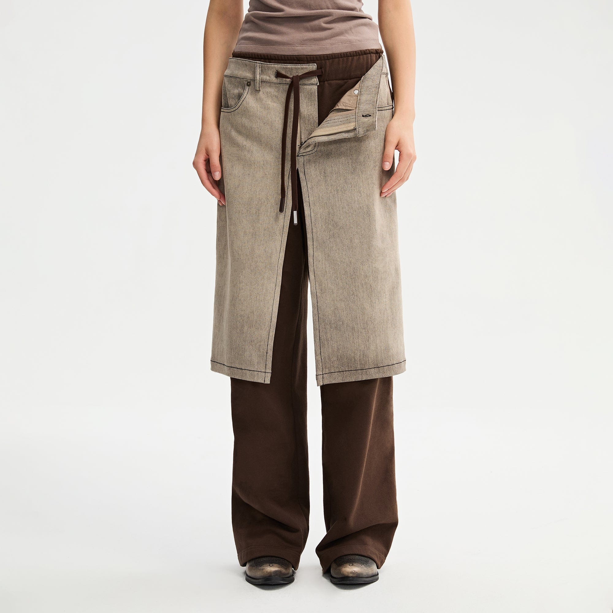 ORGANIC EMOTION Layered Denim Shorts Pants, premium urban and streetwear designers apparel on PROJECTISR.com, ORGANIC EMOTION
