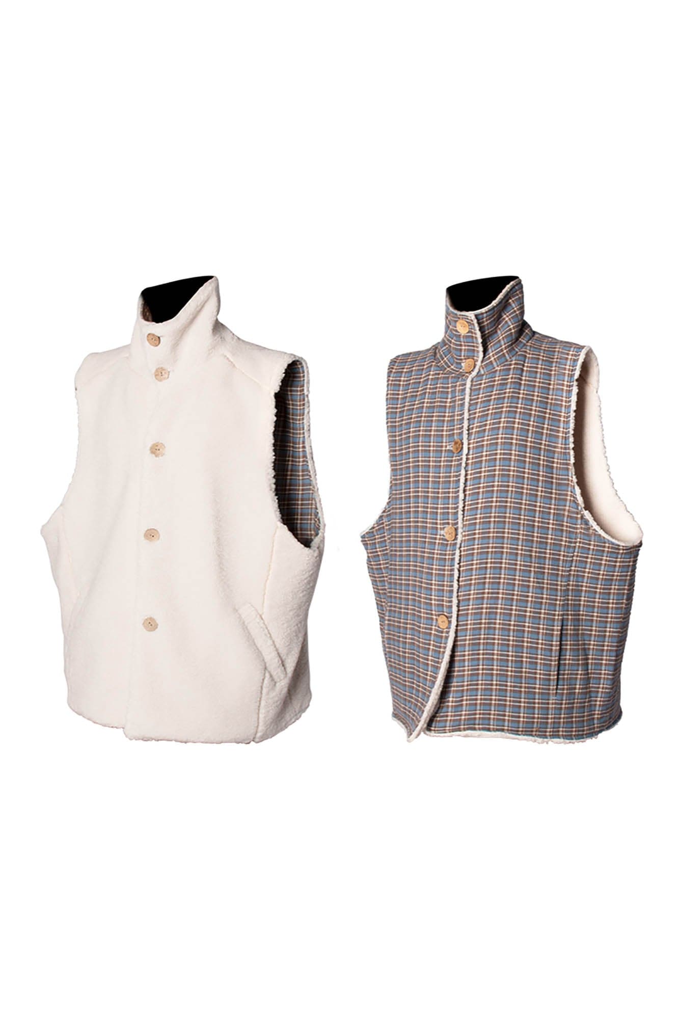 RELABEL Pupa Reversible Plaid Fleece Vest, premium urban and streetwear designers apparel on PROJECTISR.com, RELABEL