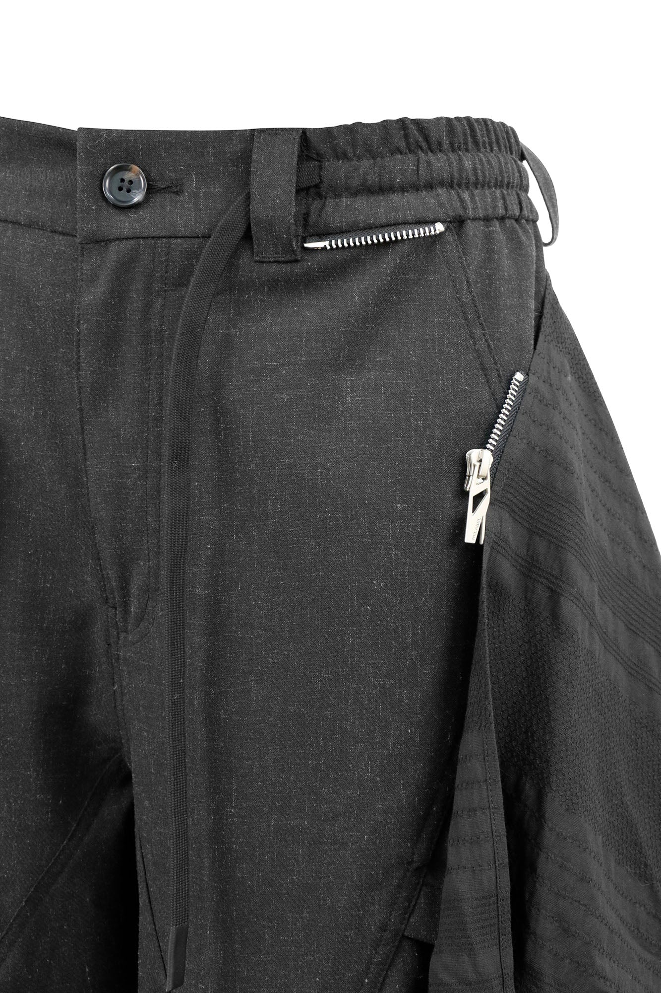 RELABEL Detachable Drape Linen-Blend Cargo Dark Gray, premium urban and streetwear designers apparel on PROJECTISR.com, RELABEL