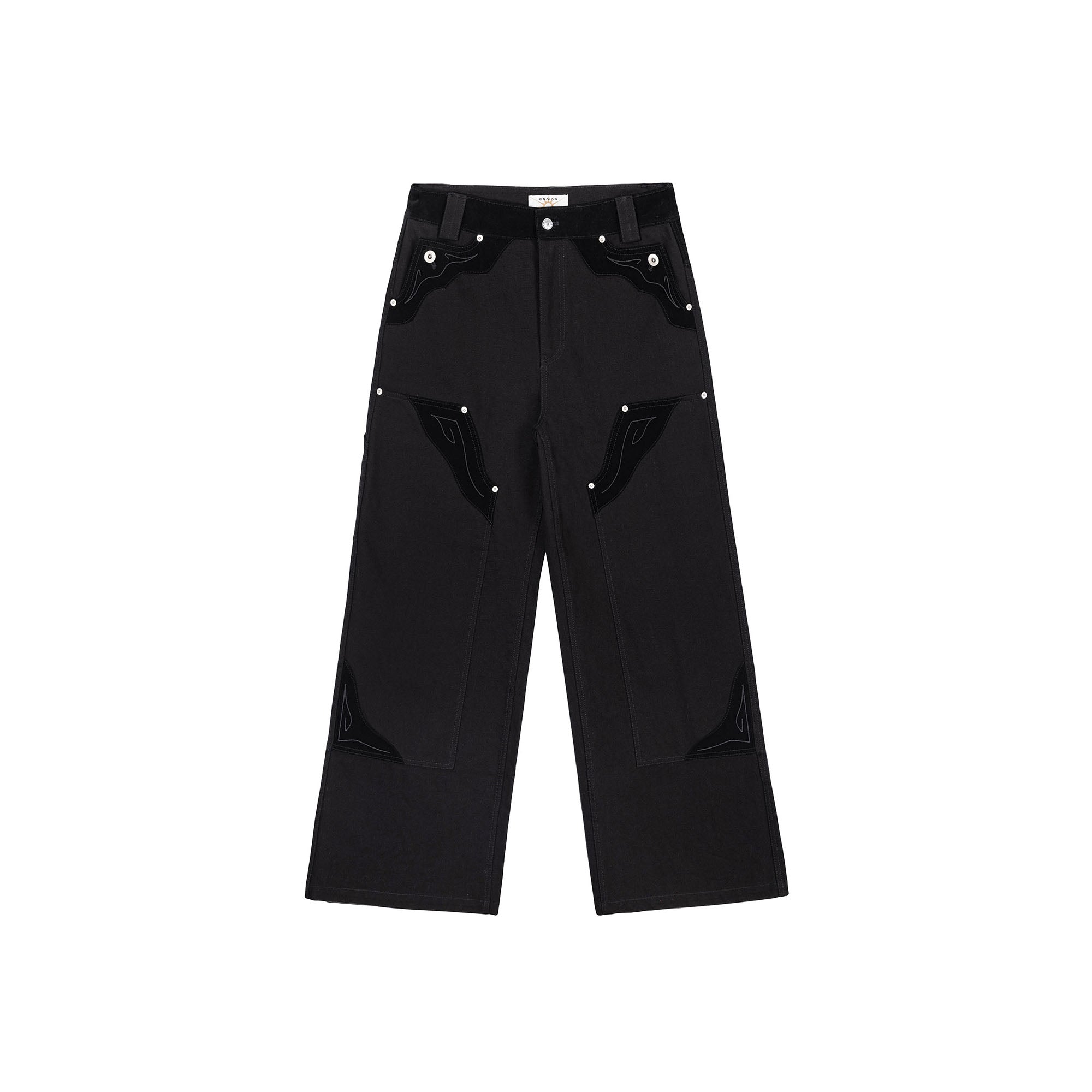 ESAIAS Rune Embroidered Velvet Panel Pants