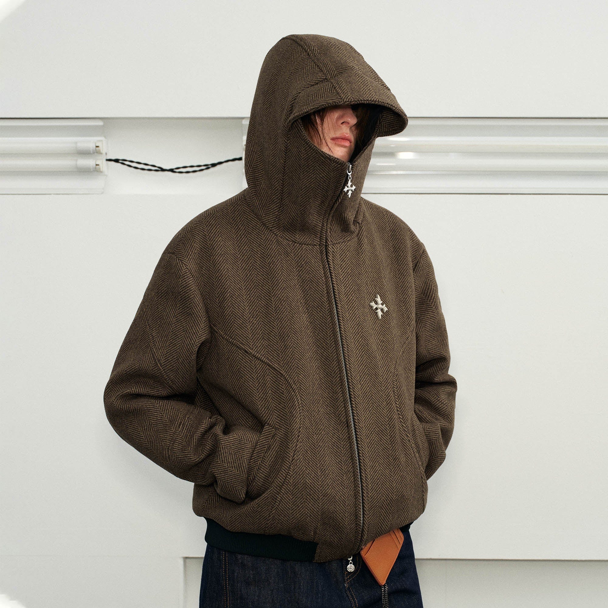 KREATE Herringbone Hooded Jacket, premium urban and streetwear designers apparel on PROJECTISR.com, KREATE