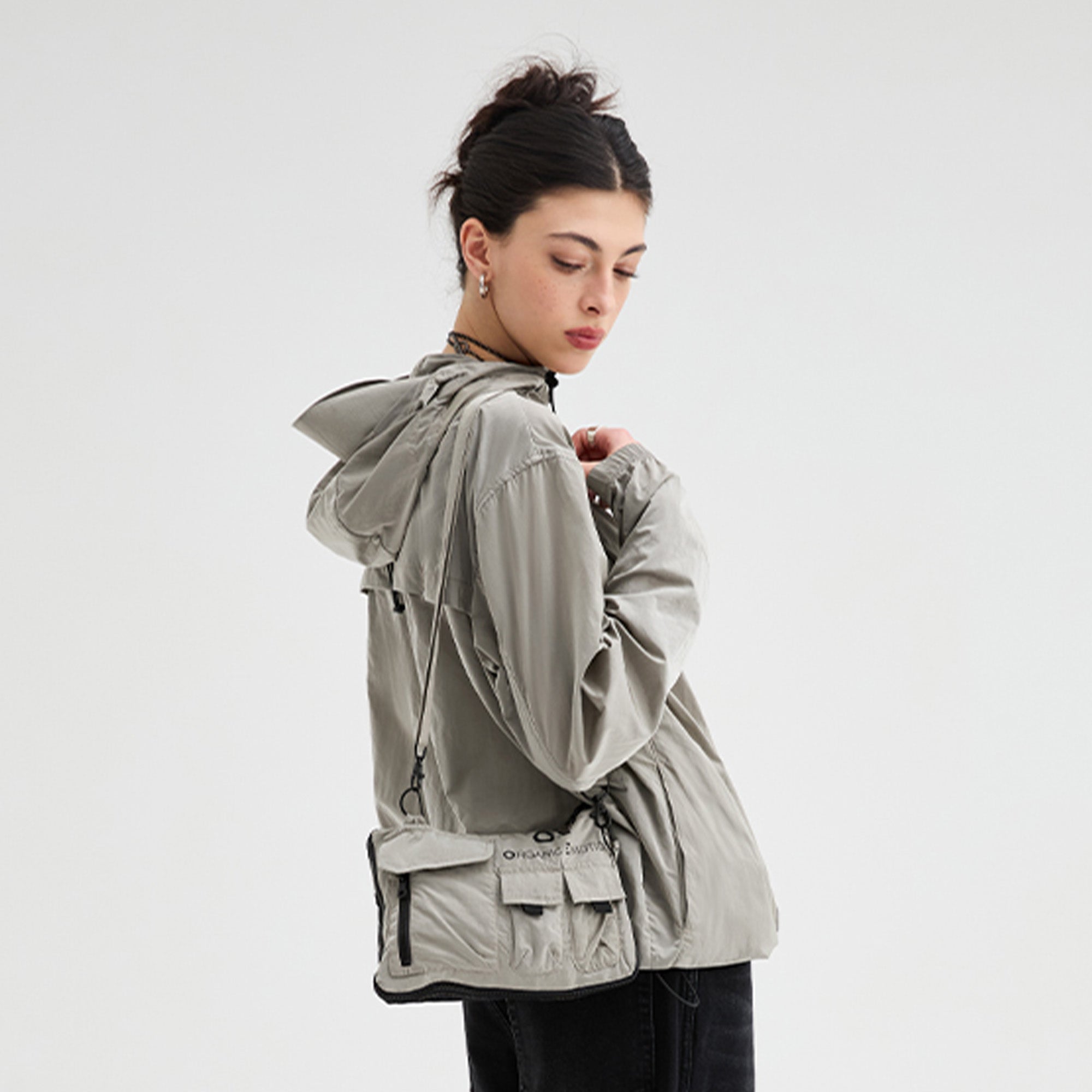 ORGANIC EMOTION Packable Utility UV Protection Hooded Windbreaker, premium urban and streetwear designers apparel on PROJECTISR.com, ORGANIC EMOTION