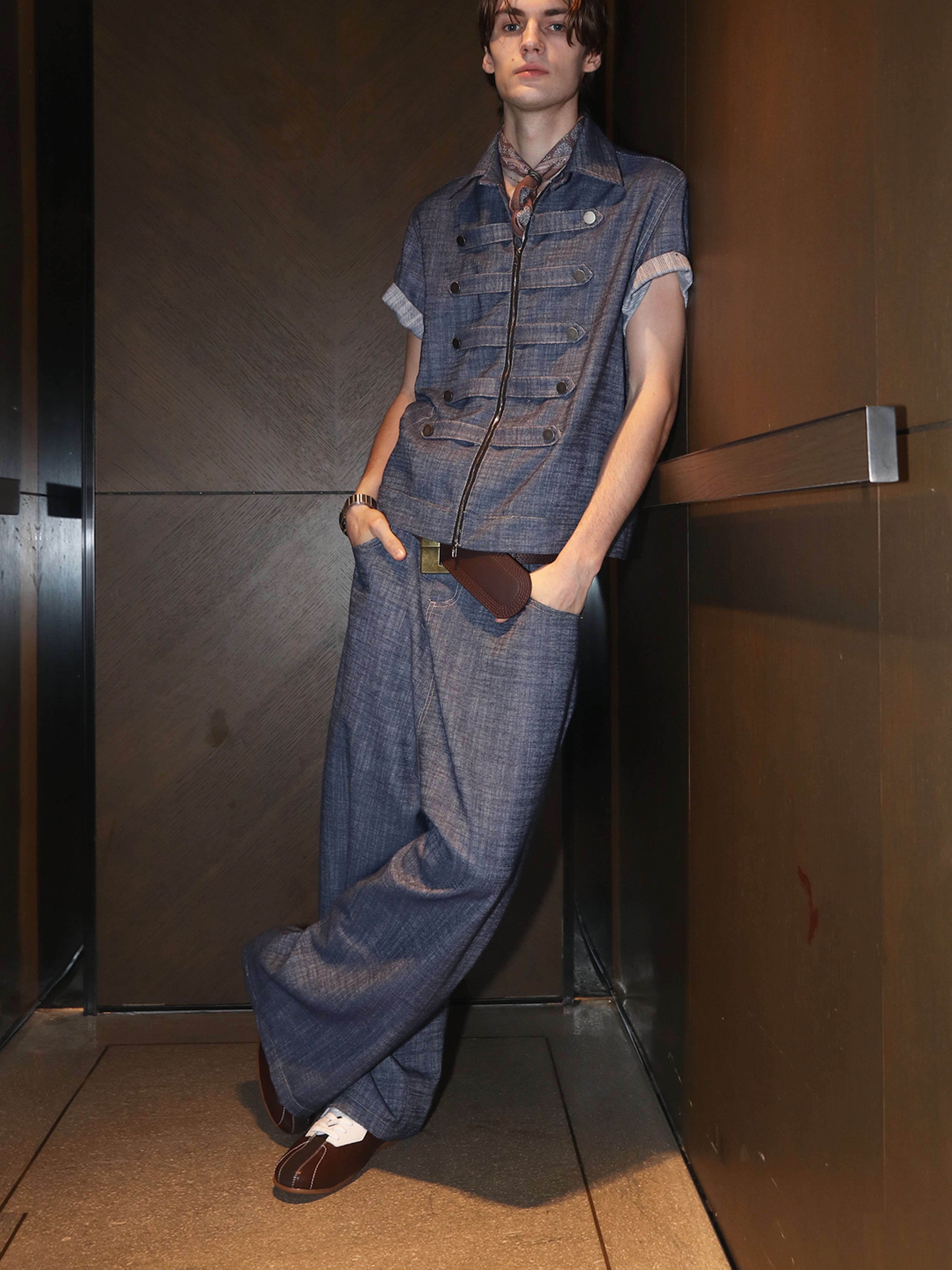 ASSEEN Dropped-Crotch Wide-Leg Linen-Blend Jeans