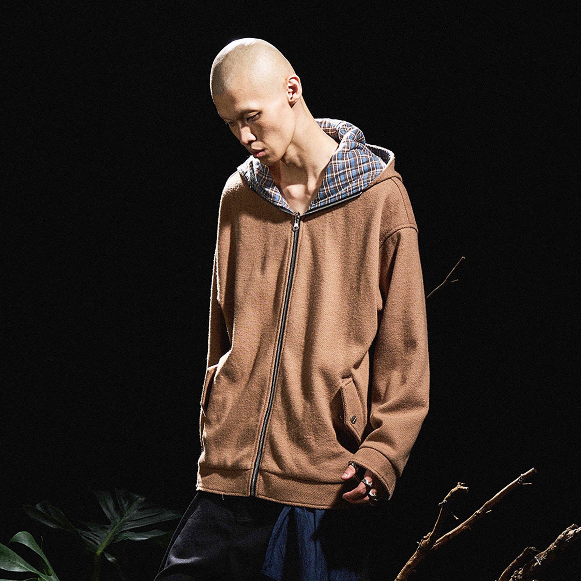 RELABEL Pupa Reversible Plaid Hooded Jacket, premium urban and streetwear designers apparel on PROJECTISR.com, RELABEL