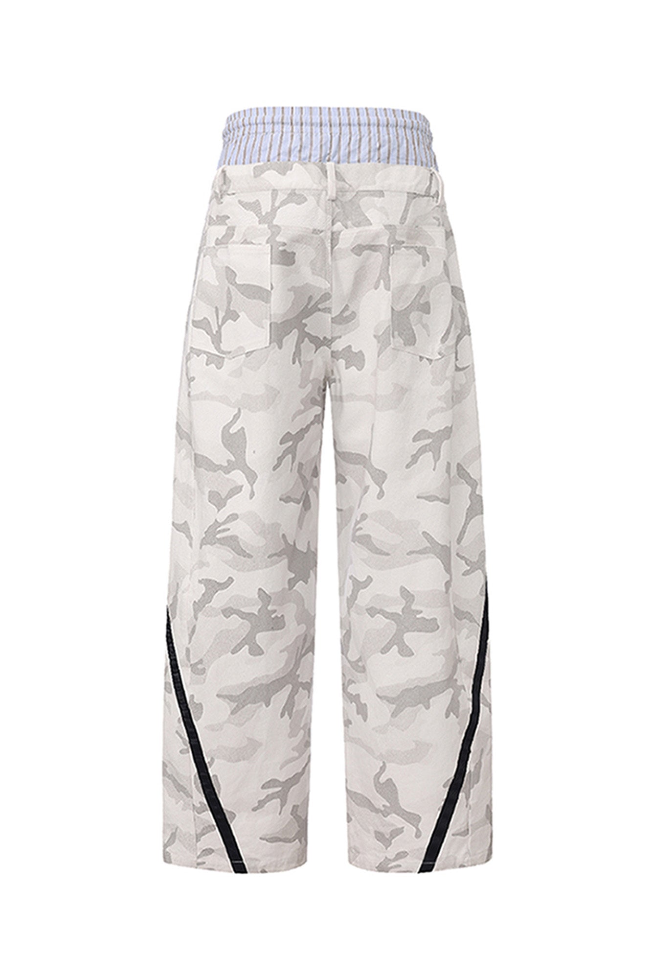 VANN VALRENCE Camo Double-Waist Wide-Leg Pants