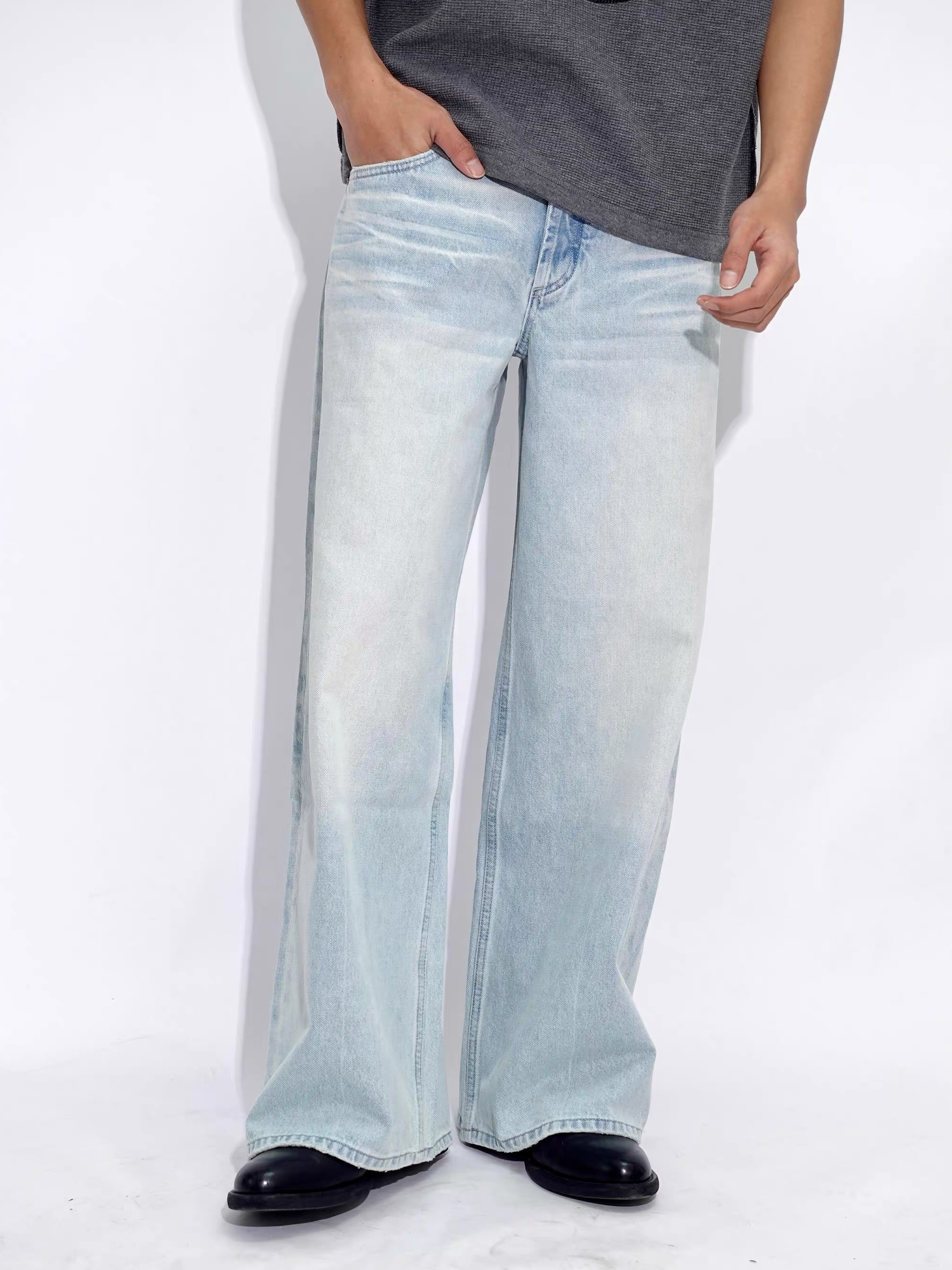 IN EXISTENCE x i Retro Washed Relaxed Wide-Leg Jeans, premium urban and streetwear designers apparel on PROJECTISR.com, IN EXISTENCE