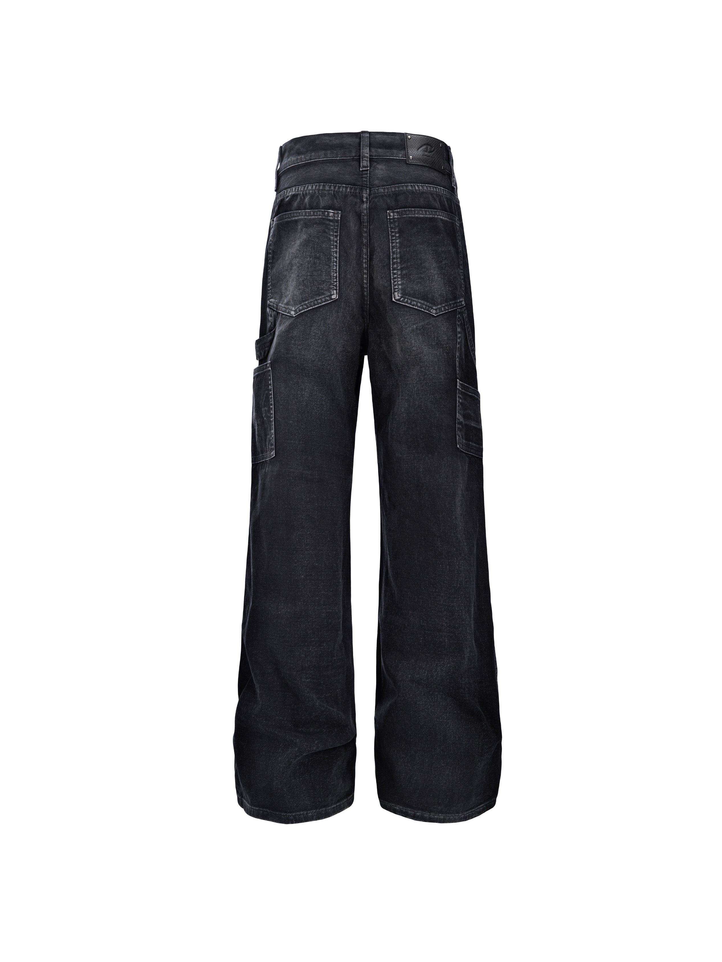 CATSSTAC Distressed Double-Knee Carpenter Straight-Leg Jeans Black, premium urban and streetwear designers apparel on PROJECTISR.com, CATSSTAC
