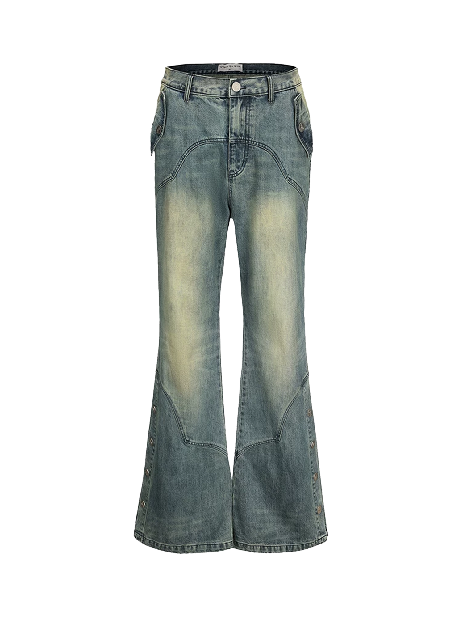 ERISSTOFF Washed Detachable Flared Jeans Blue