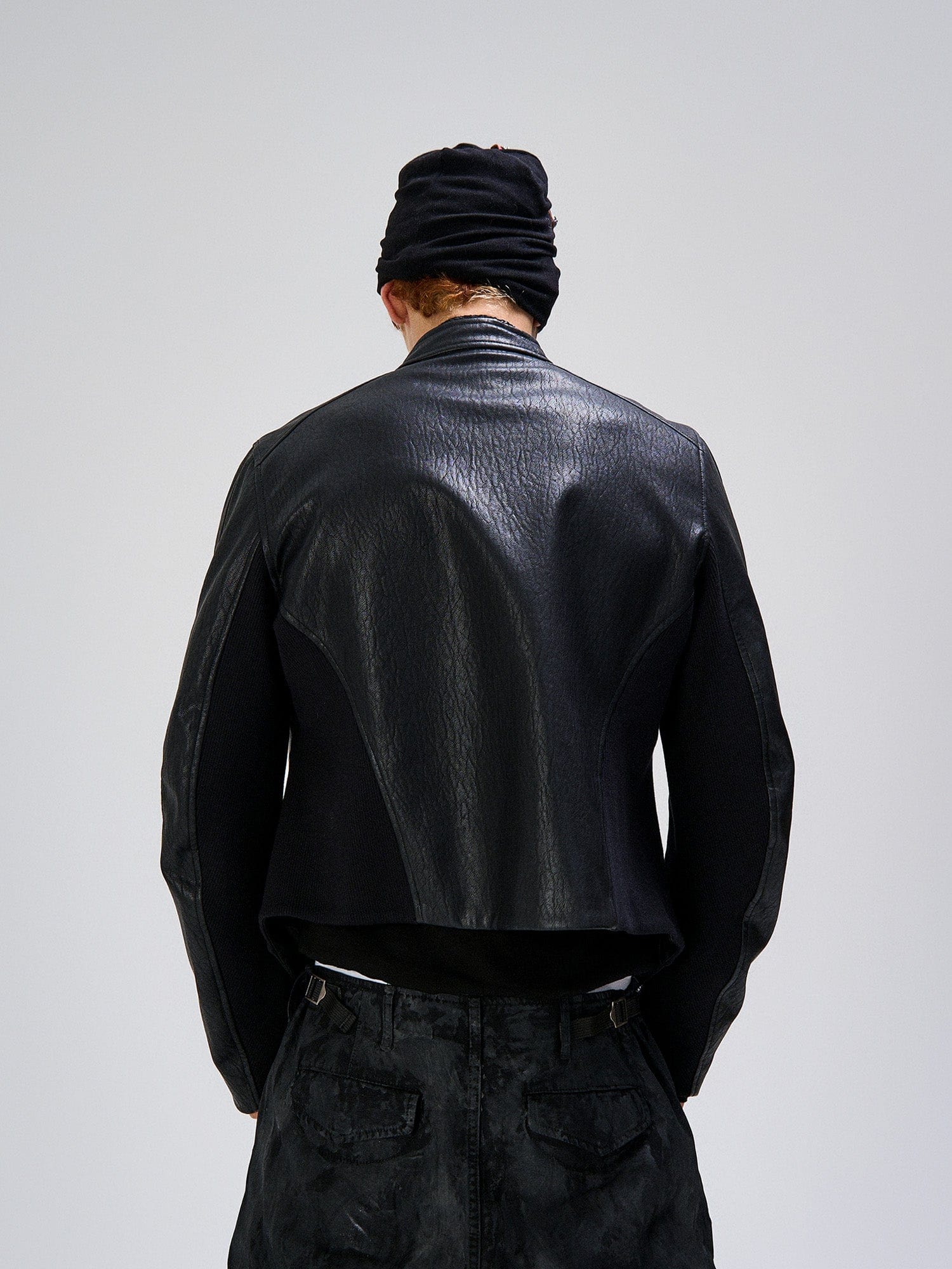 FLYERRER Structured Panel Faux Leather Biker Jacket, premium urban and streetwear designers apparel on PROJECTISR.com, FLYERRER