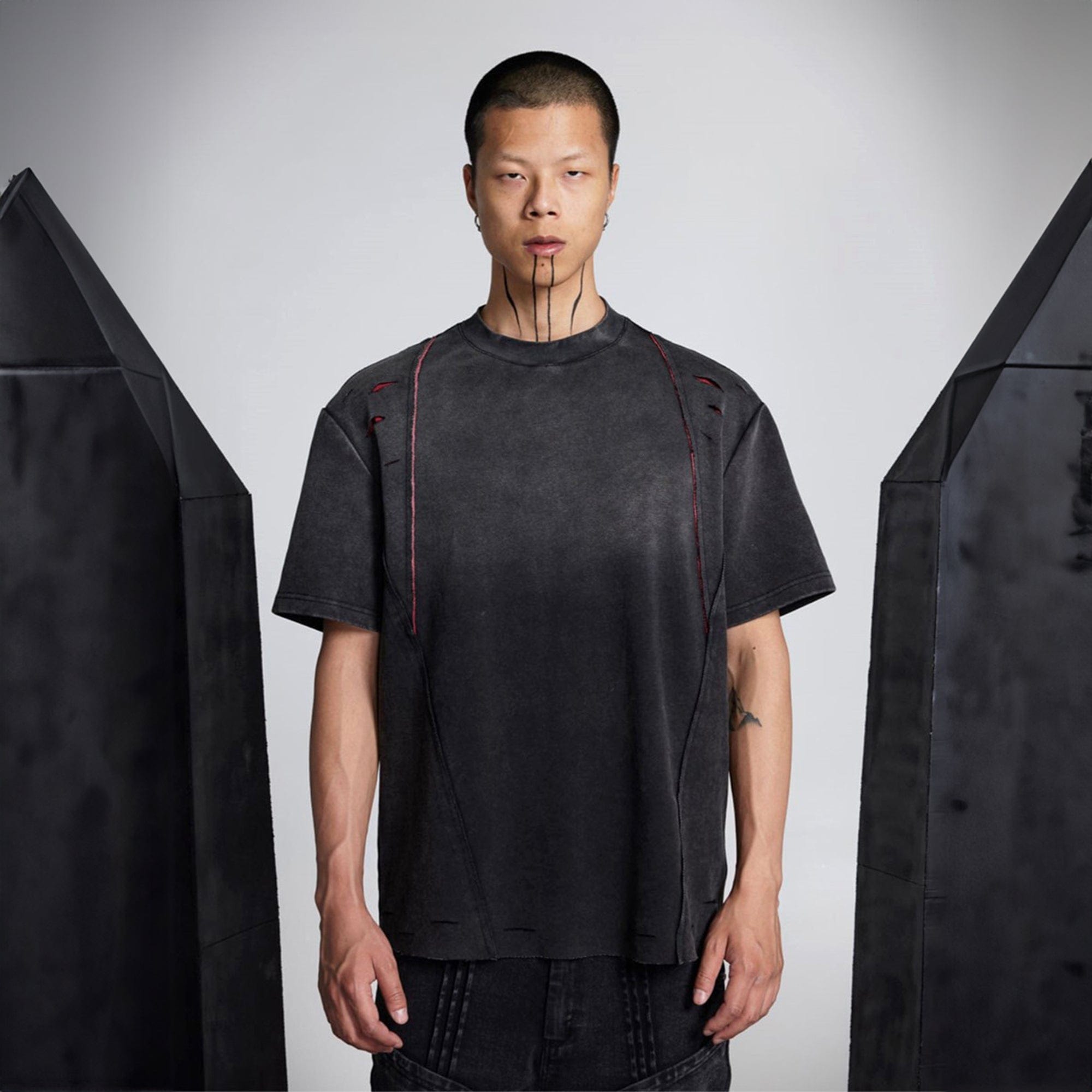 SSIN7 Distressed Scar Spliced T-Shirt, premium urban and streetwear designers apparel on PROJECTISR.com, SSIN7