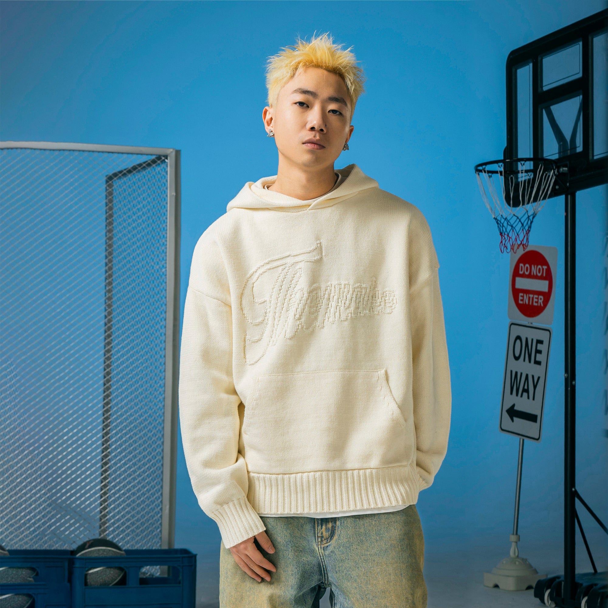 MAKEMORE Modern Big-pocket Logo Hooded Sweater, premium urban and streetwear designers apparel on PROJECTISR.com, MAKEMORE