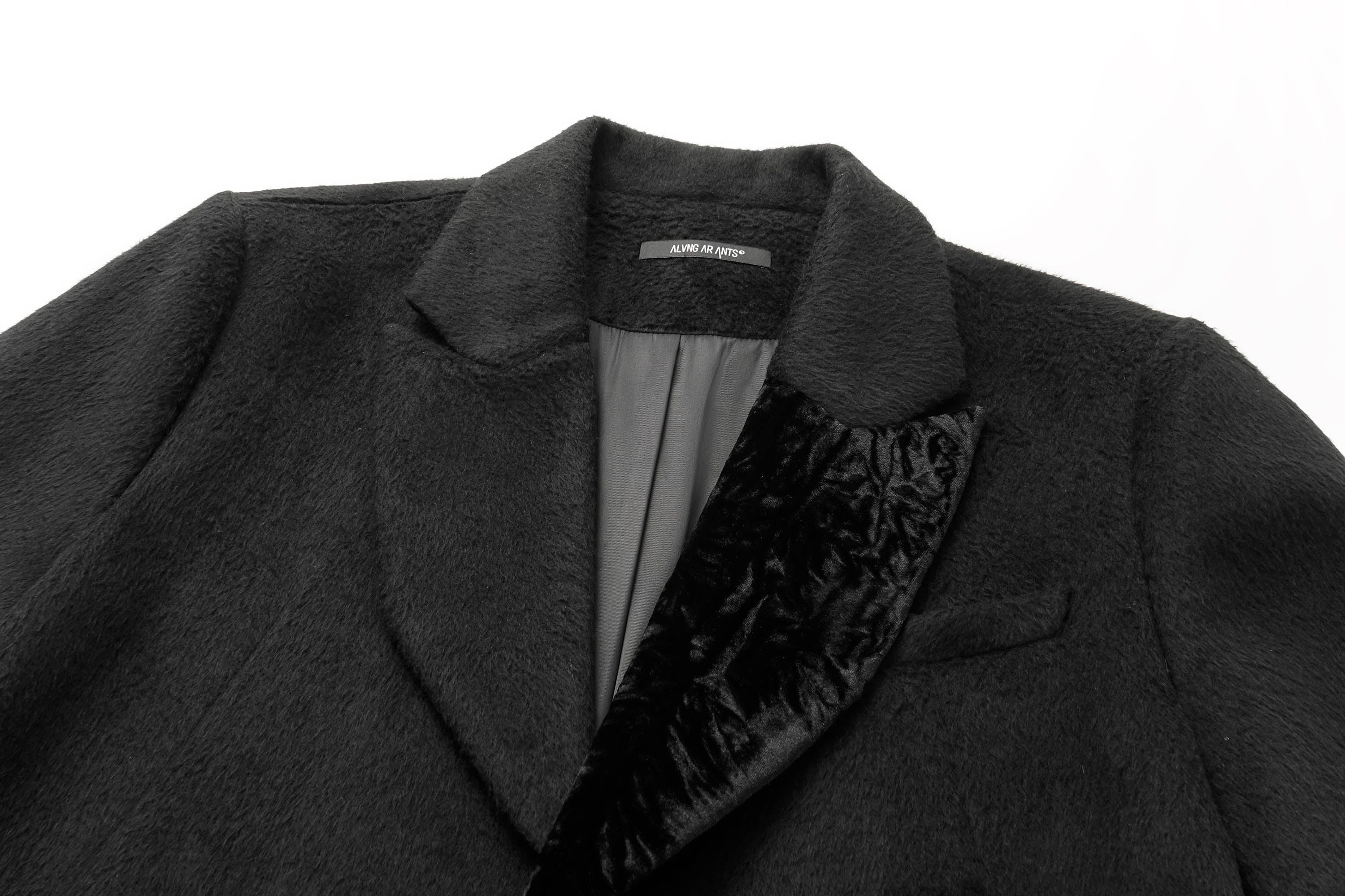 ALVNG AR ANTS Wool-Blend Peak Lapel Oversized Coat, premium urban and streetwear designers apparel on PROJECTISR.com, ALVNG AR ANTS