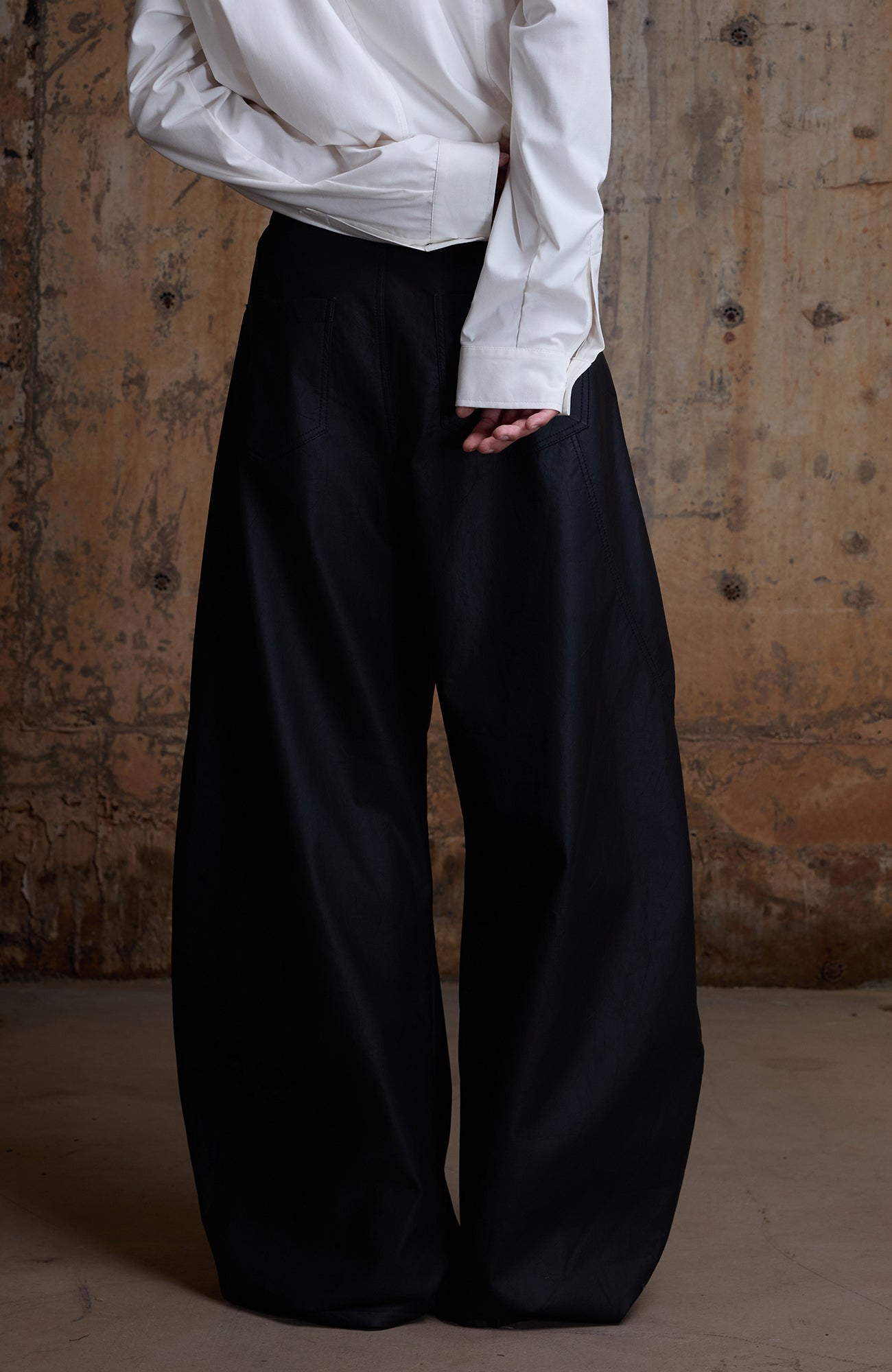 2000RSK Asymmetrical Spliced Sculptural Curved Trousers