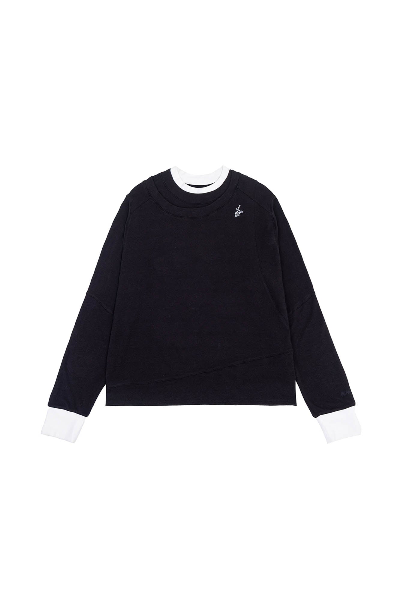 IN EXISTENCE Layered Asymmetrical Neck Embroidered Long-Sleeve Tee, premium urban and streetwear designers apparel on PROJECTISR.com, IN EXISTENCE