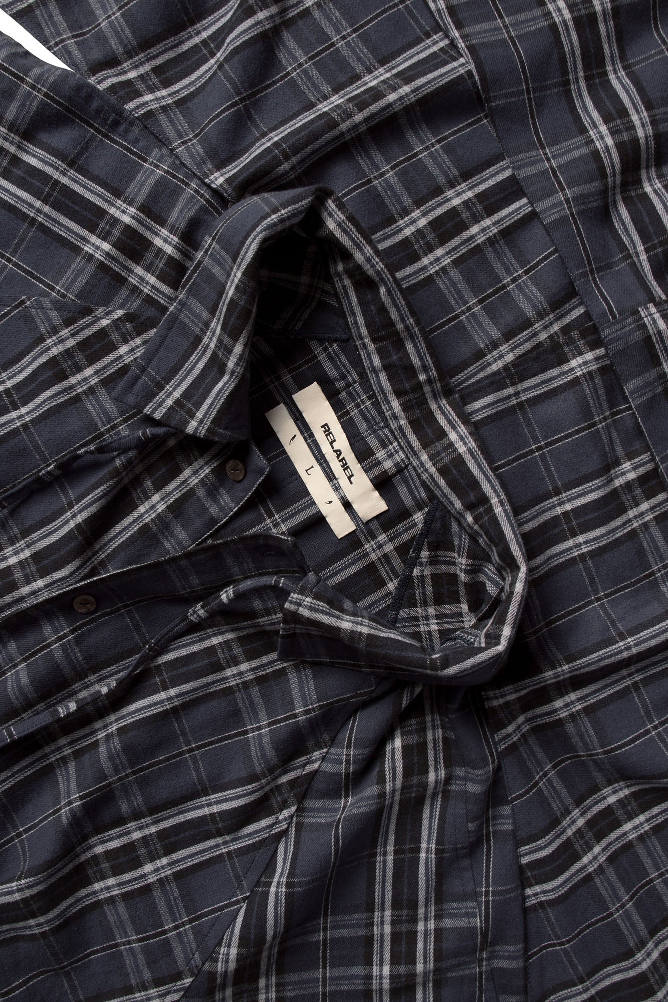 RELABEL Detachable Hood Multi-Zip Plaid Oversized Shirt
