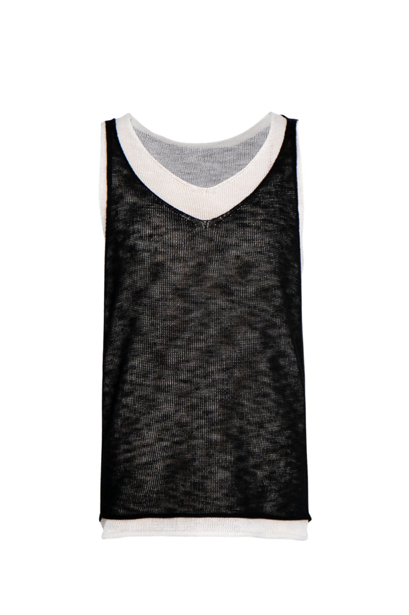 LEONSENSE Contrast Layered V-Neck Knit Tank Top, premium urban and streetwear designers apparel on PROJECTISR.com, LEONSENSE