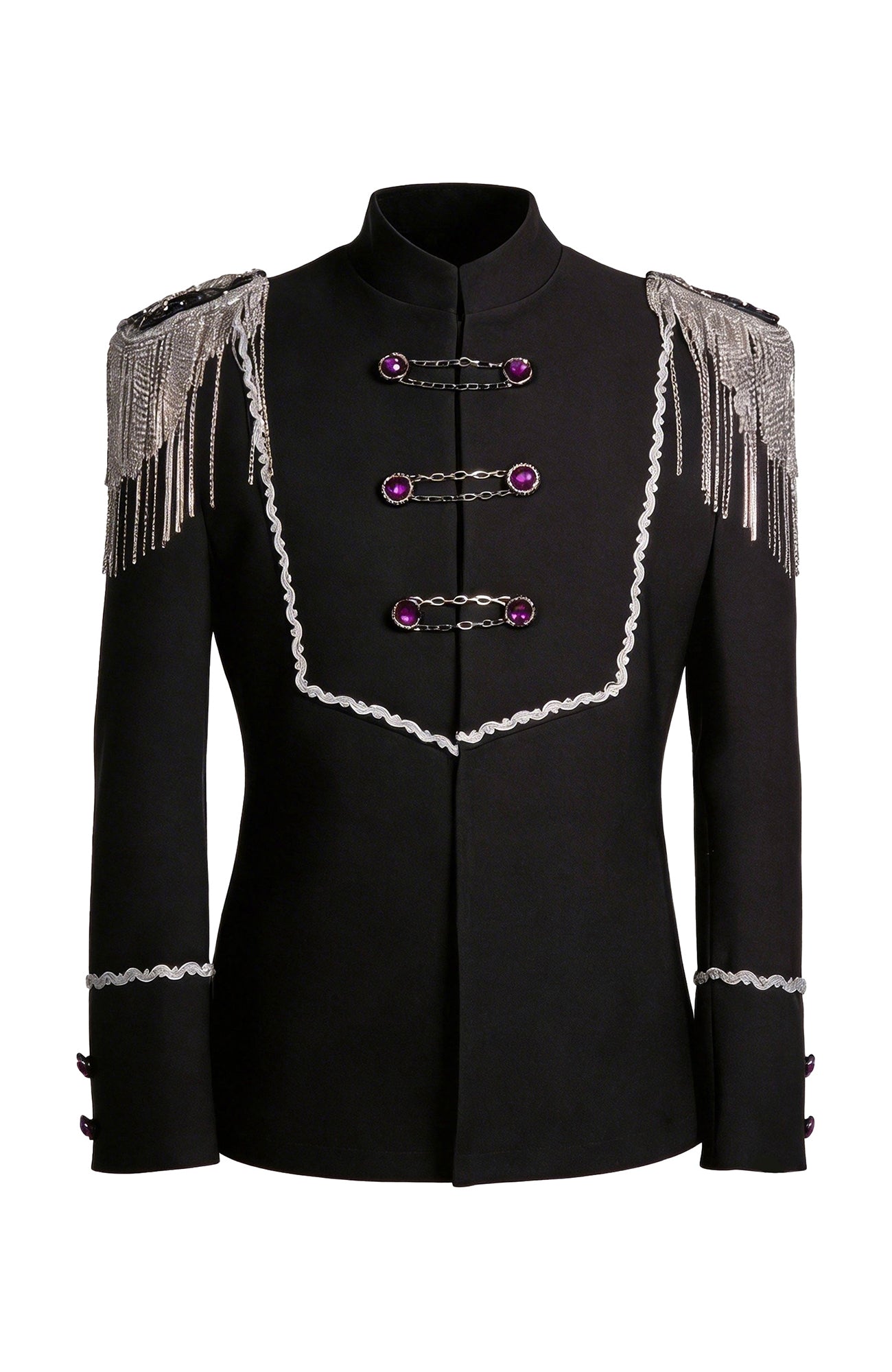 SHANG JIE Shoulder Epaulette Embellished Trim Blazer