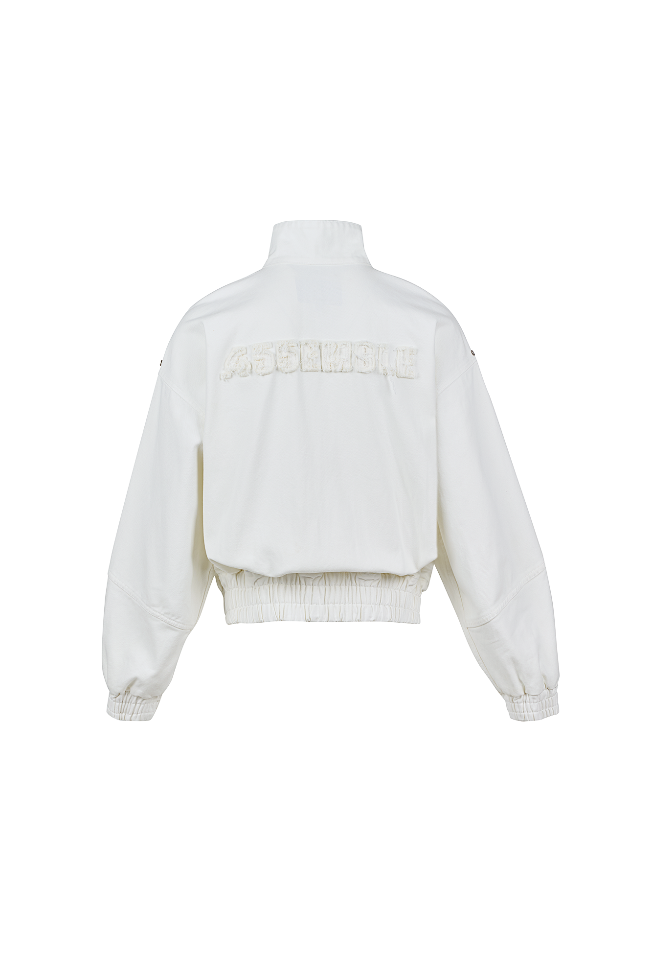 455EMBLE Faux leather Patch LOGO Denim Jacket