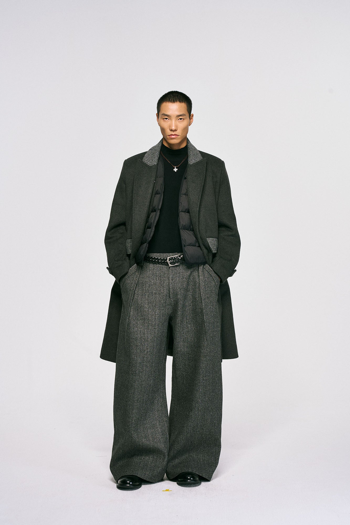 CATSSTAC Detachable Down Liner Wool-Blend Overcoat