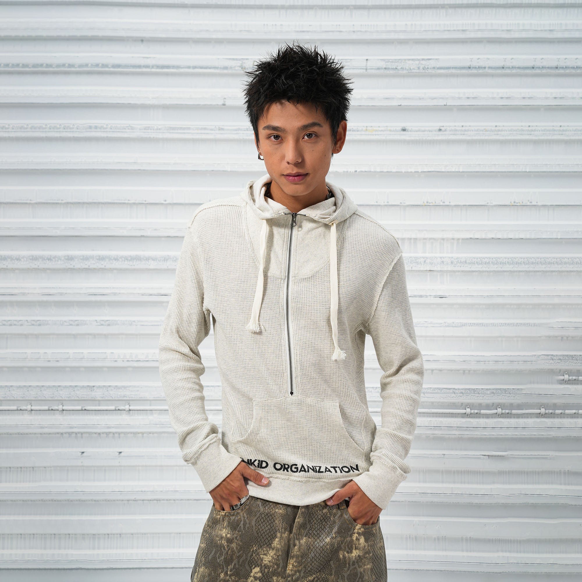 VINKID Pigeon Circle Waffle Half-Zip Hoodie, premium urban and streetwear designers apparel on PROJECTISR.com, VINKID