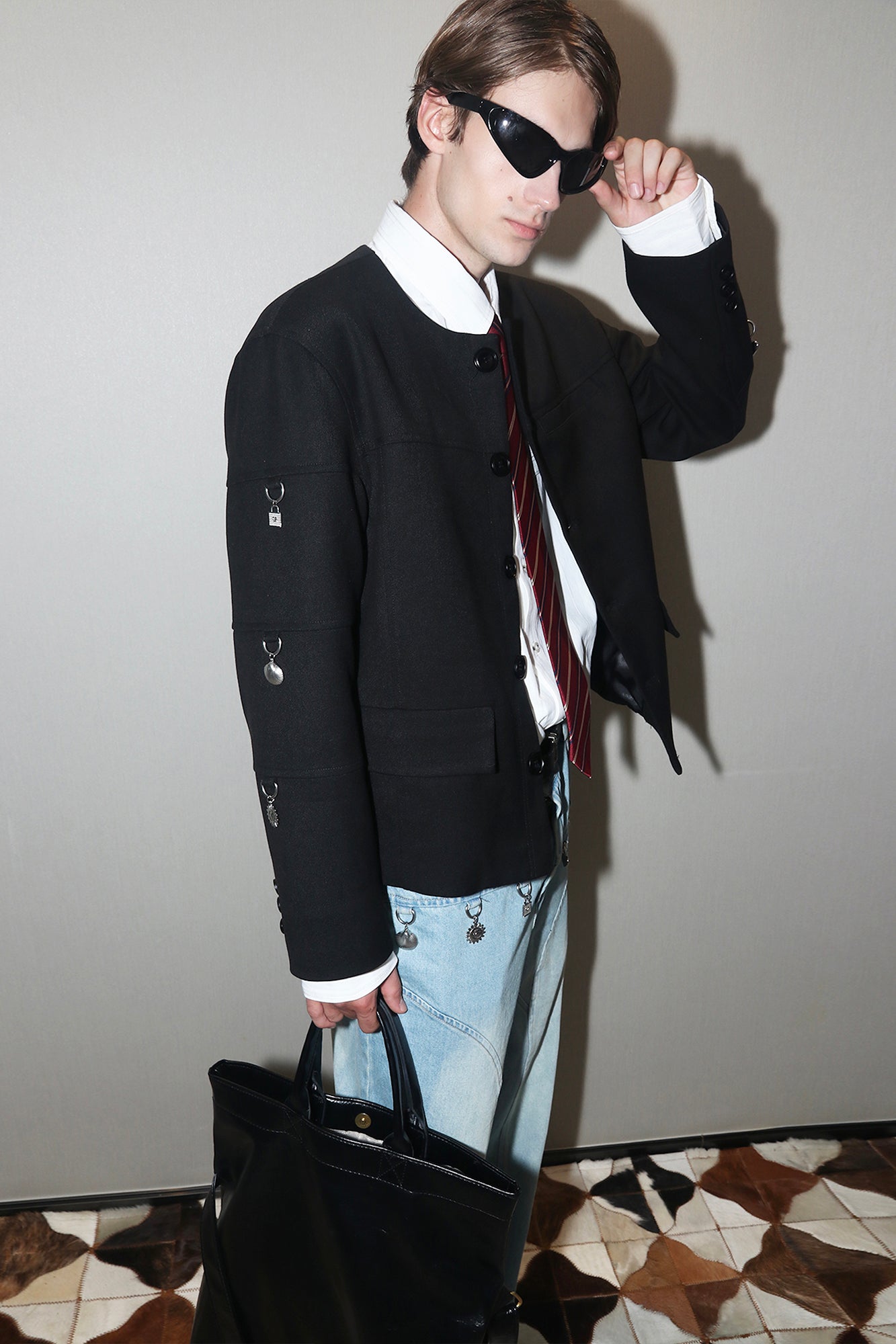 ASSEEN Padded-Shoulder Charm Jacket