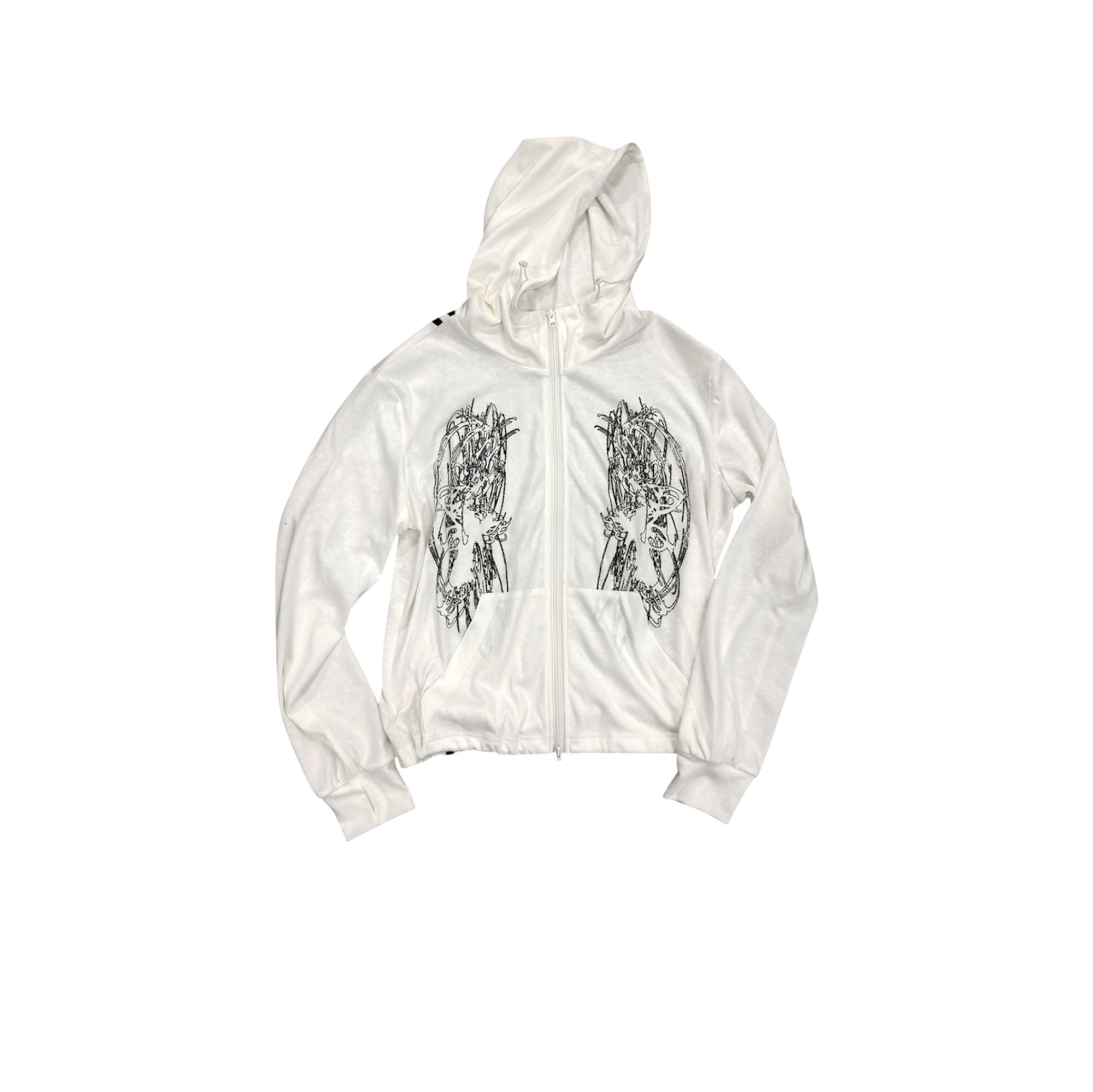 SAXGENWON Dreamcore Thorn Full-Print Zip-Up Hoodie