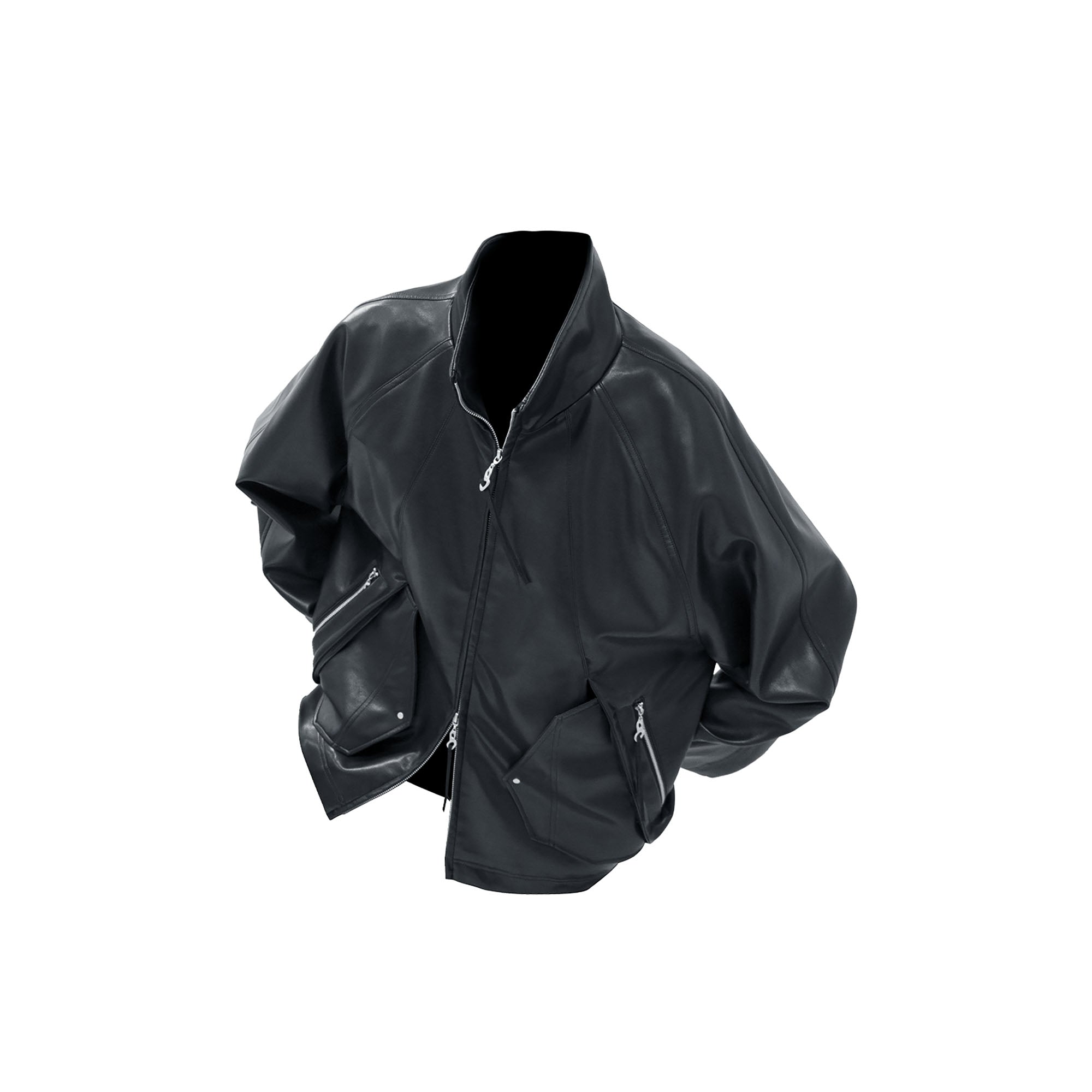 RELABEL Multi-Pocket Faux Leather Oversized Jacket